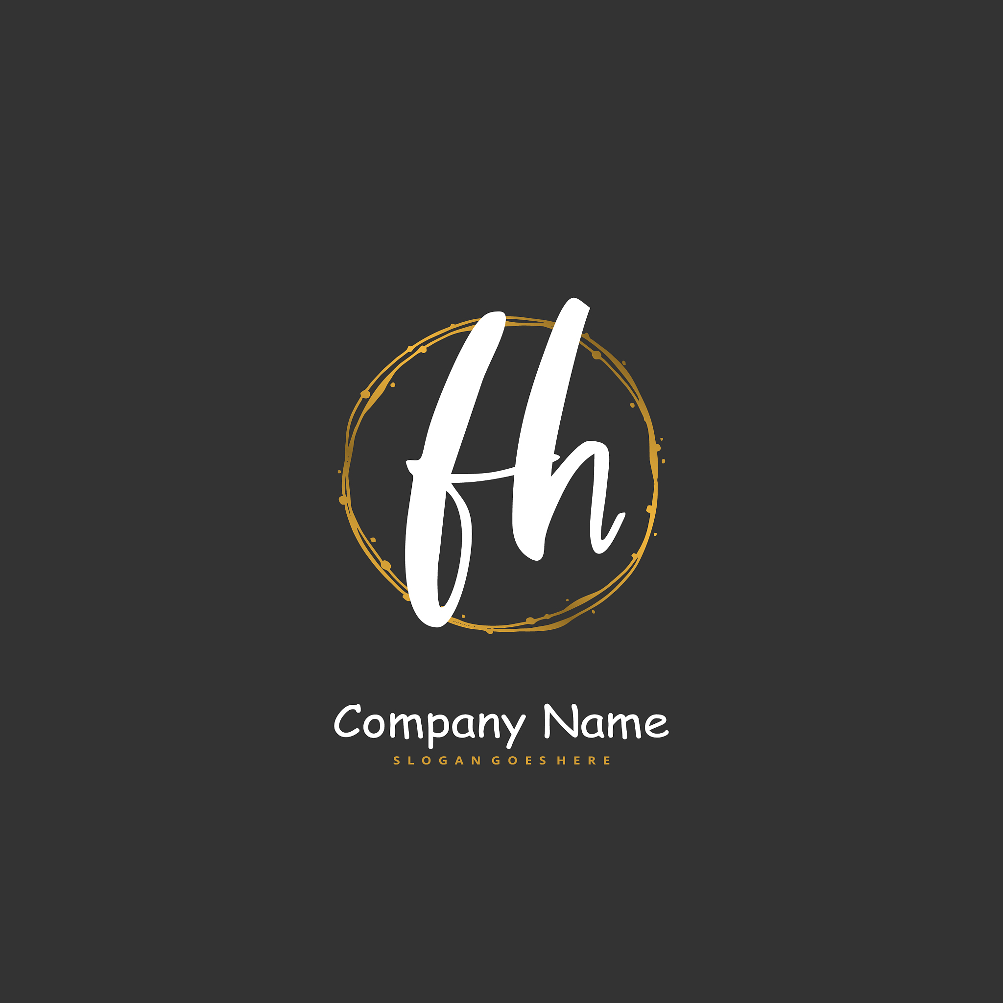 f h fh initial handwriting and signature logo
