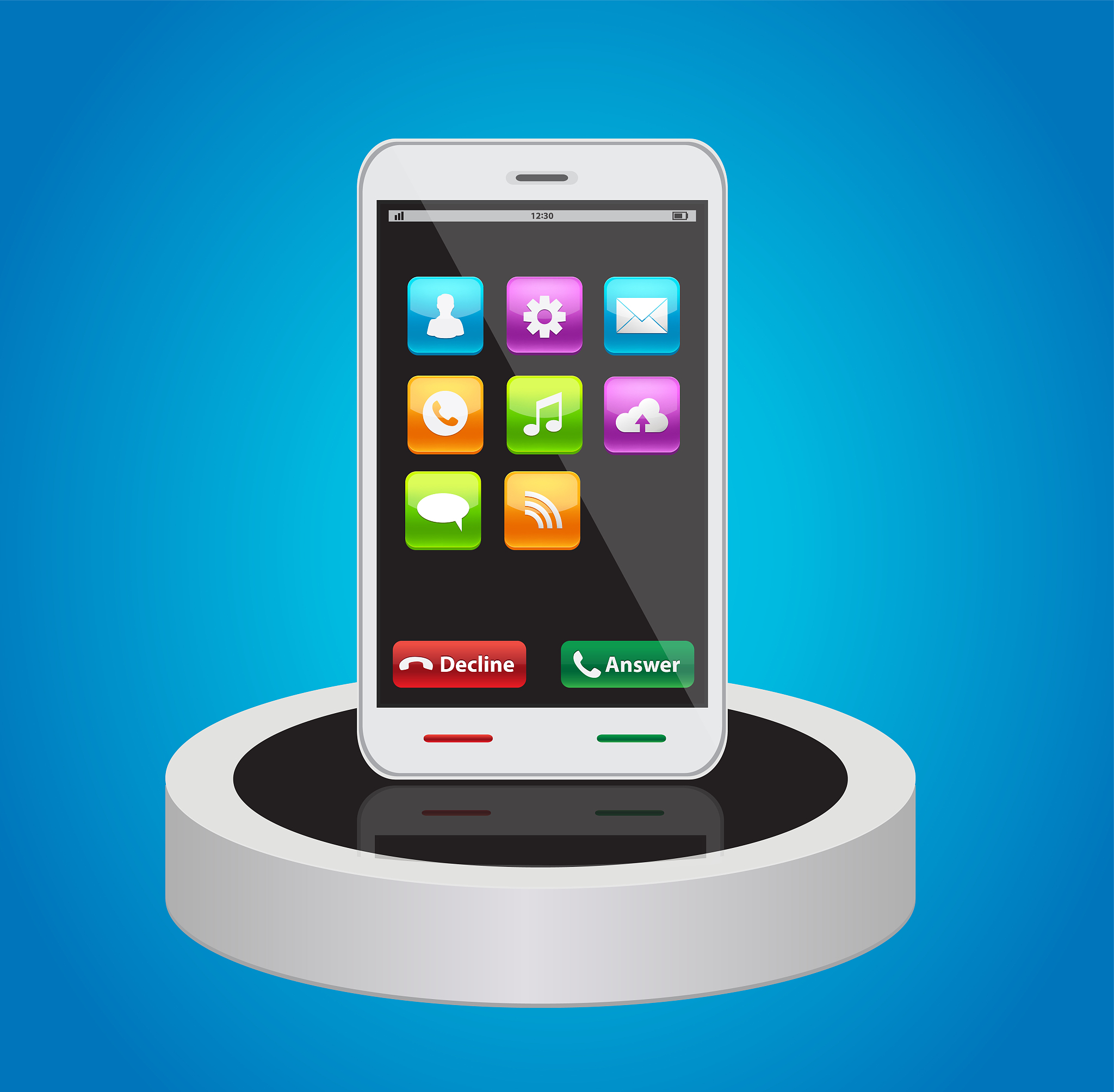 smart phones with app icons.