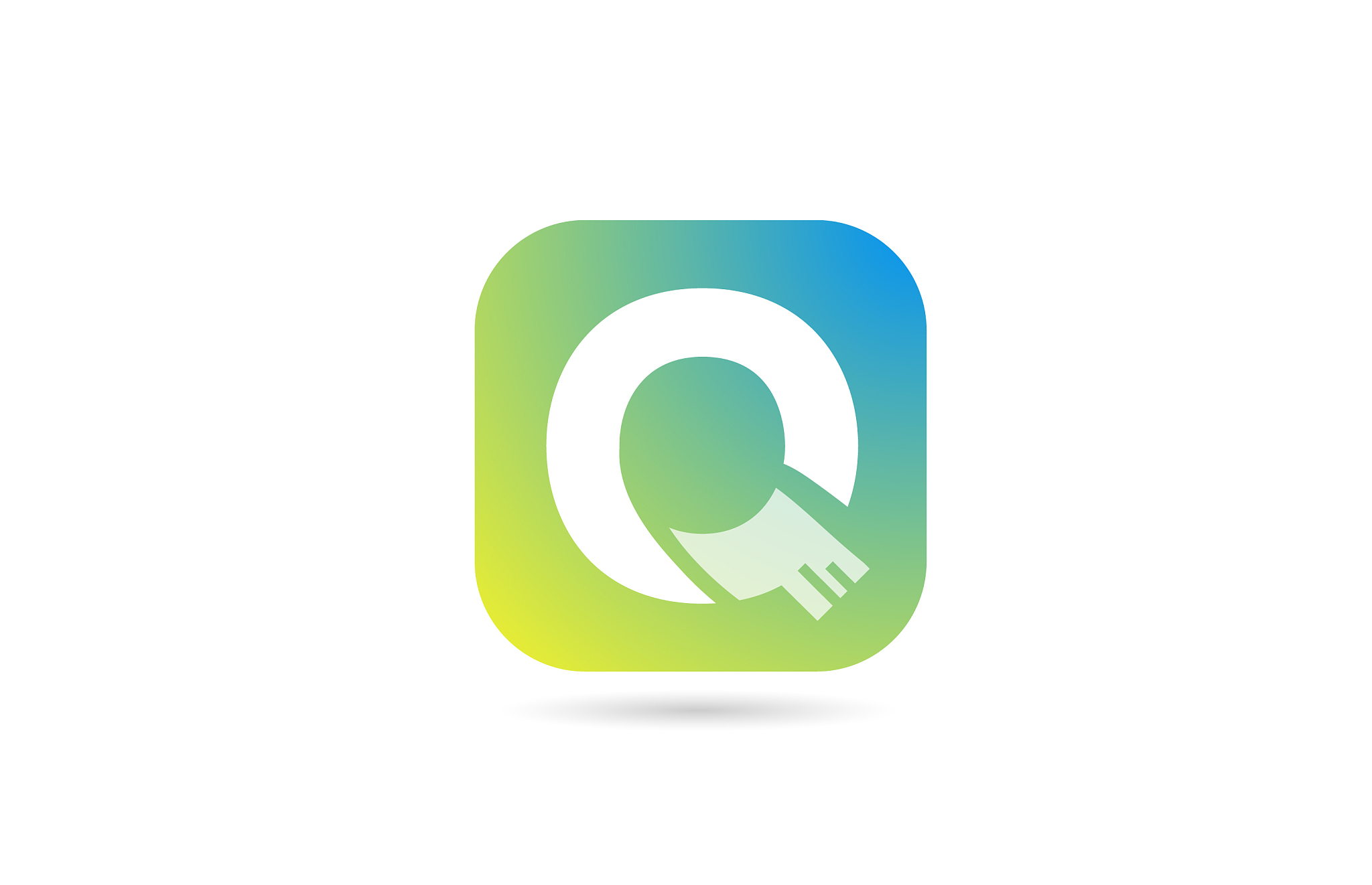 green blue q alphabet letter logo icon design