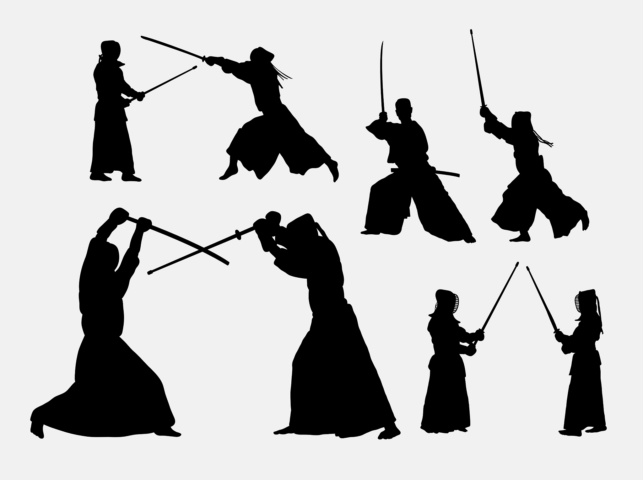 kendo japanese sport silhouettes