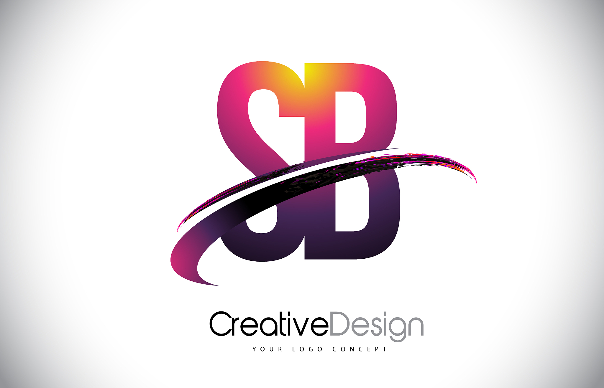sb s b purple letter logo with swoosh design