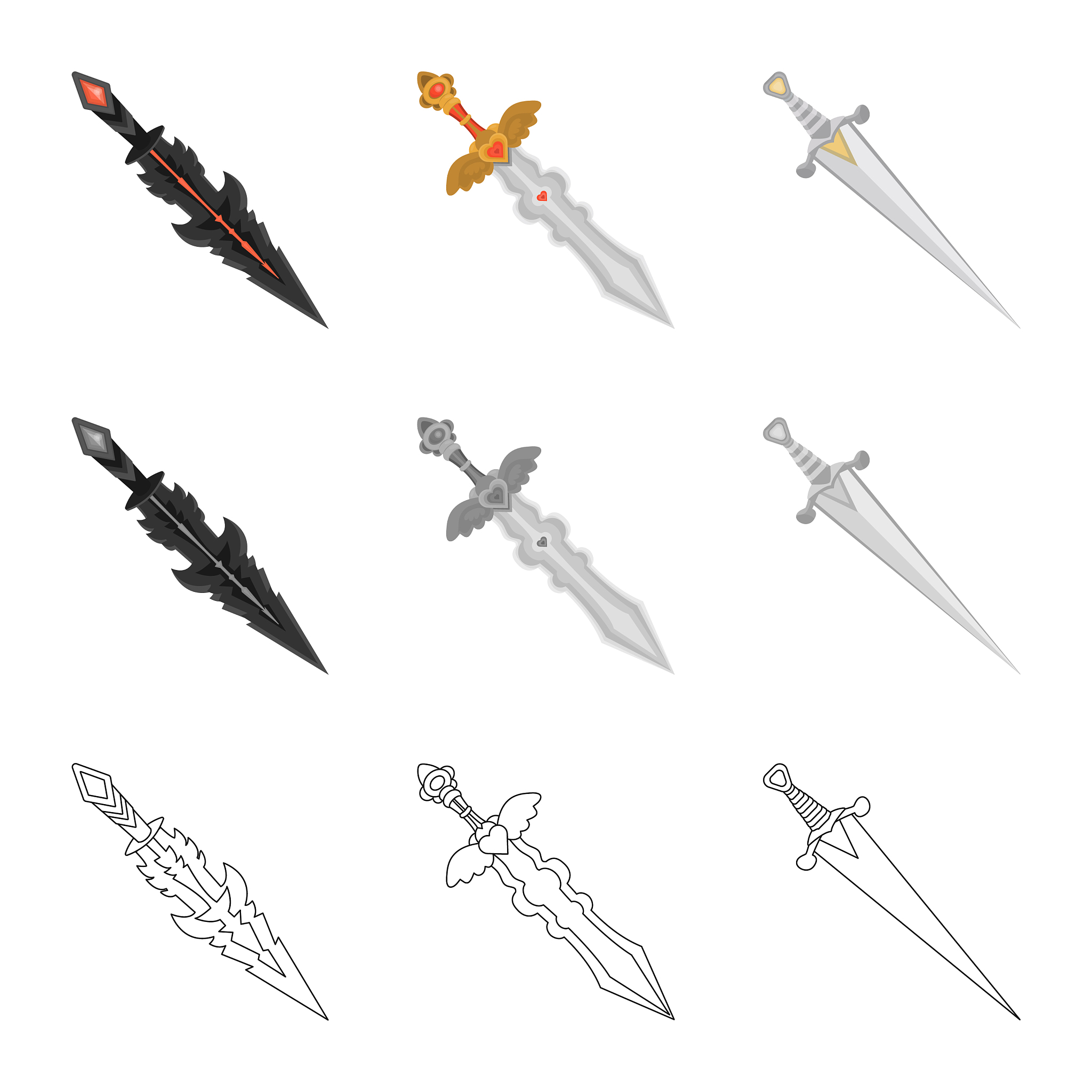 game and armor icon set of