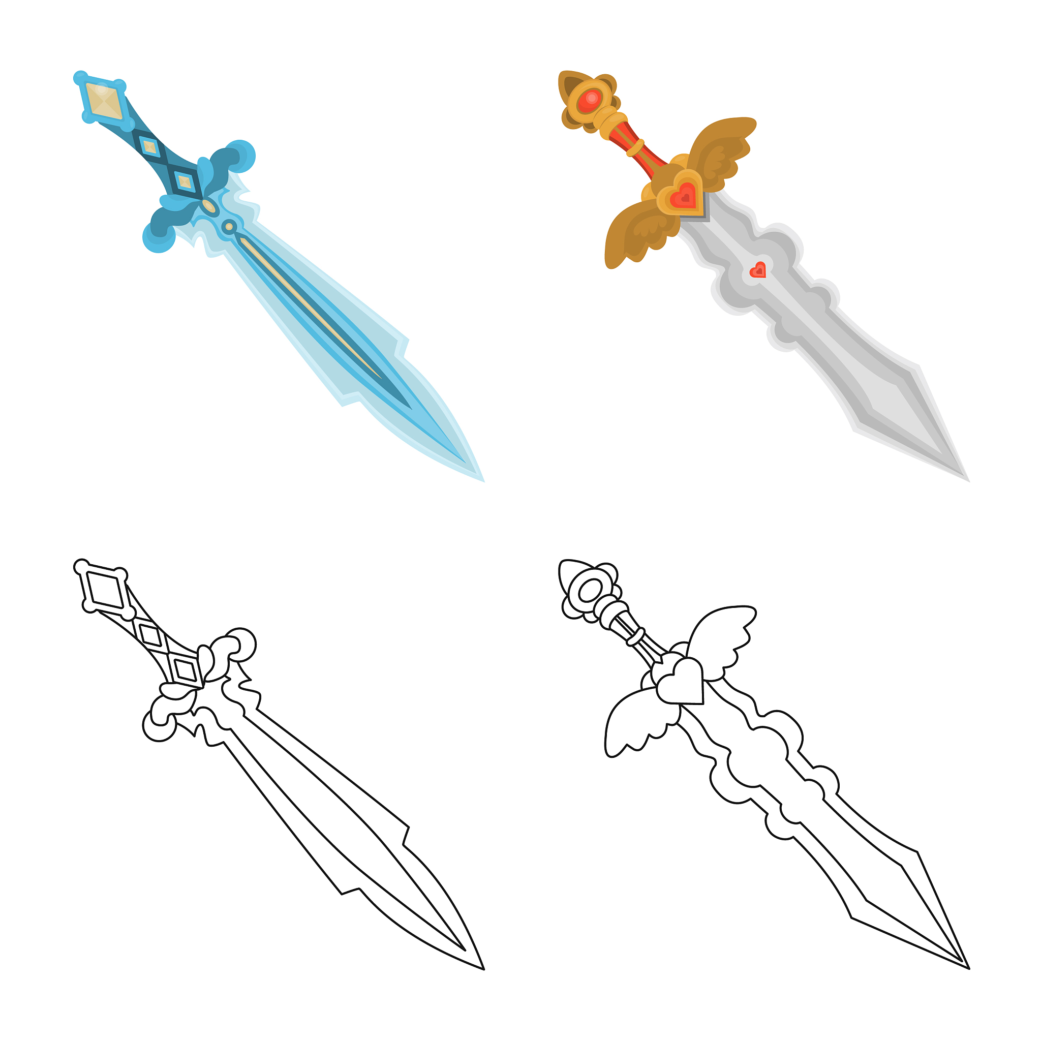 design game and armor symbol set of