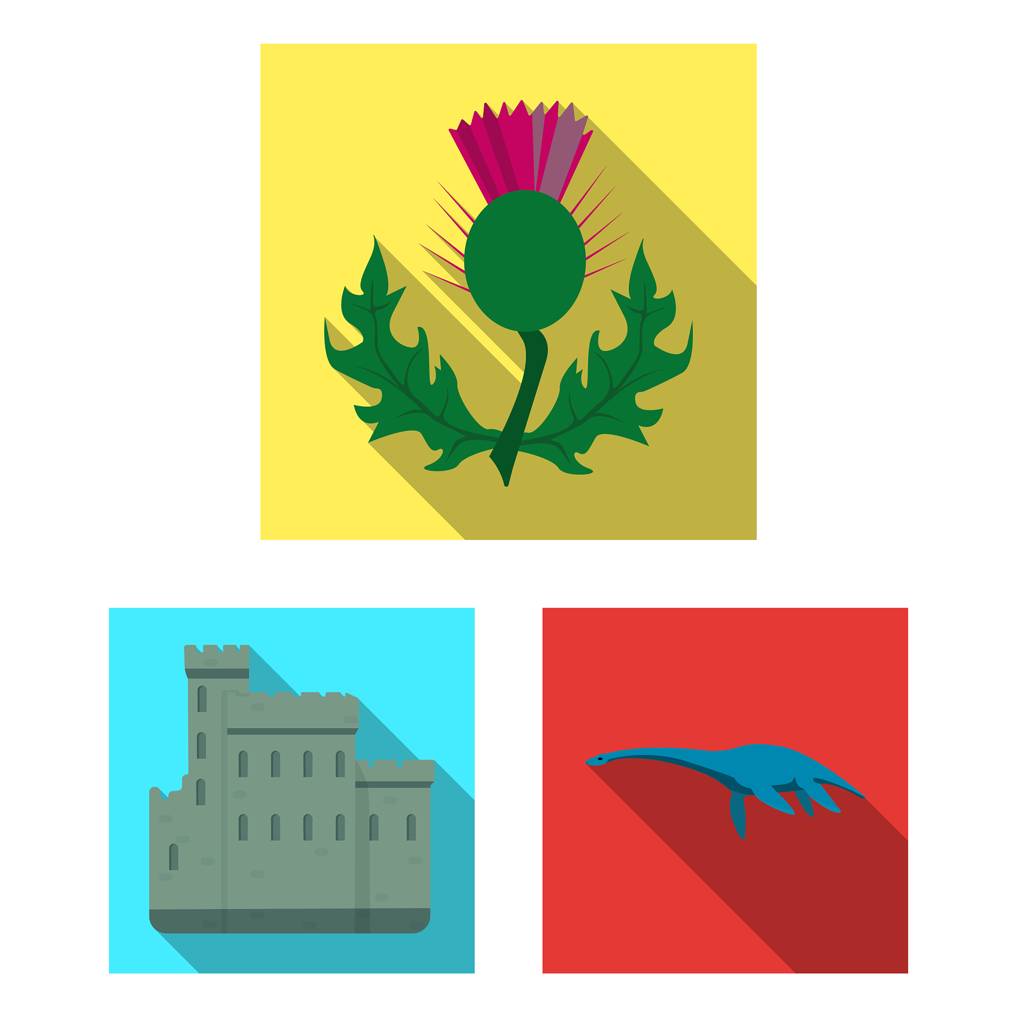 country scotland flat icons in set collection for