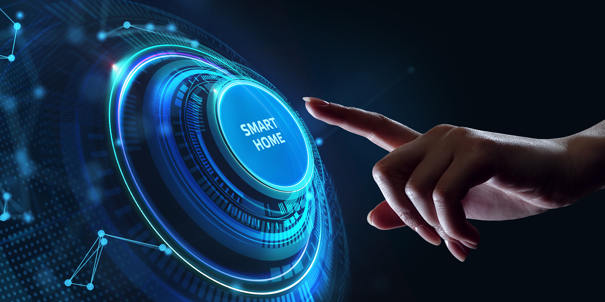 business, technology, internet and network concept. smart home a