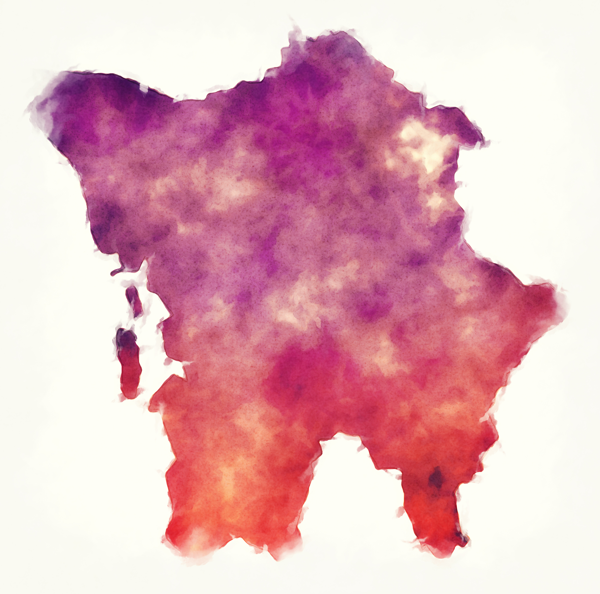 kaoh kong province watercolor map of cambodia