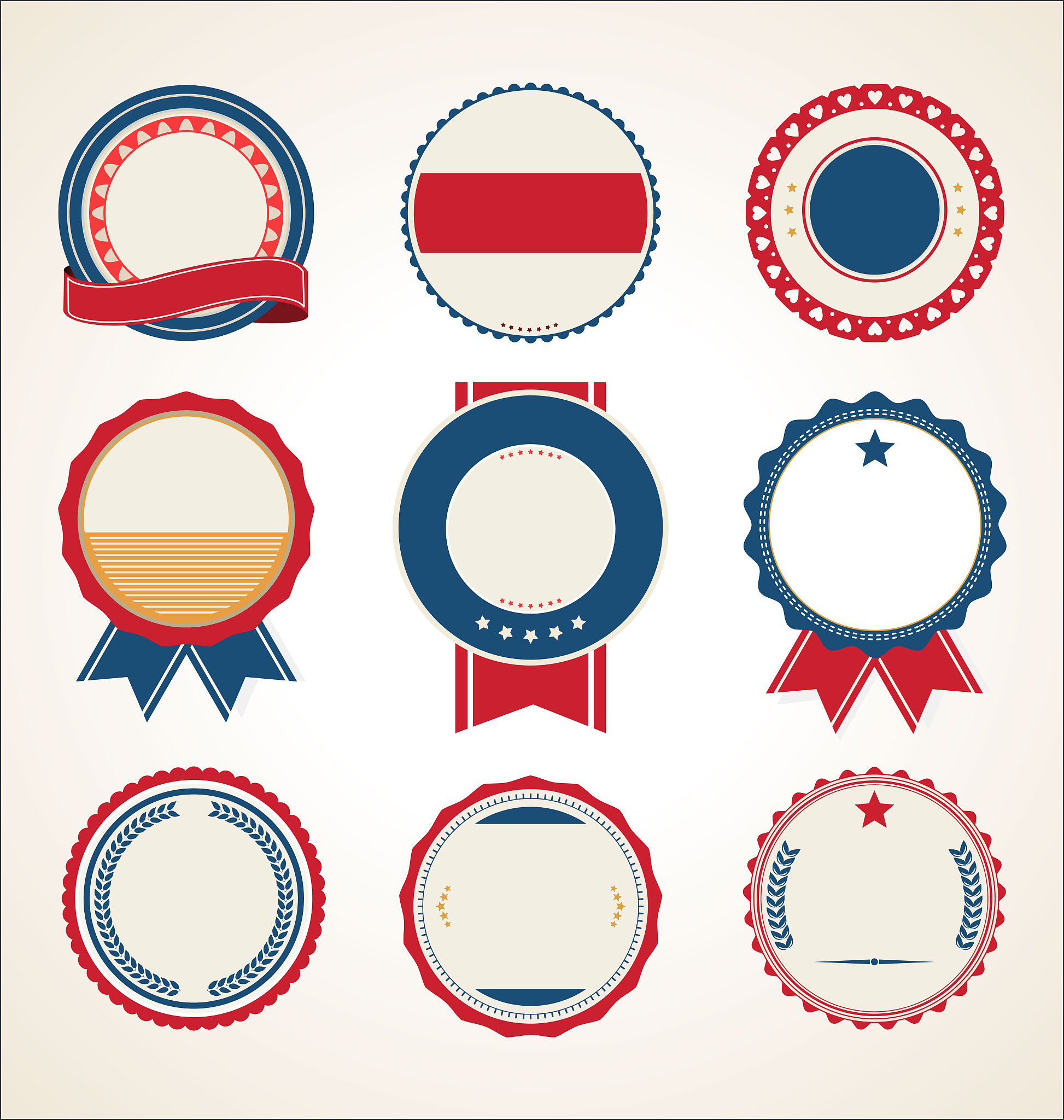 retro vintage colorful badges and labels