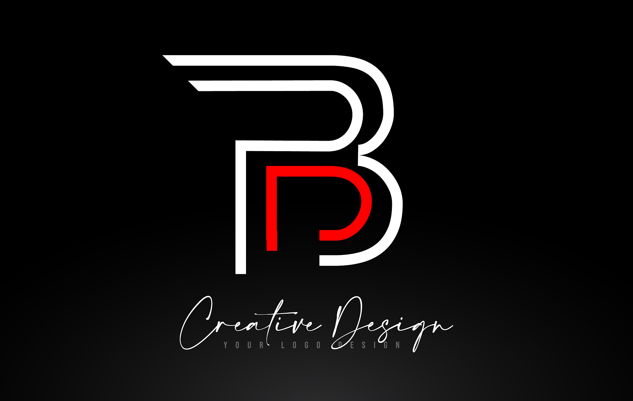 monogram b letter logo design with creative lines