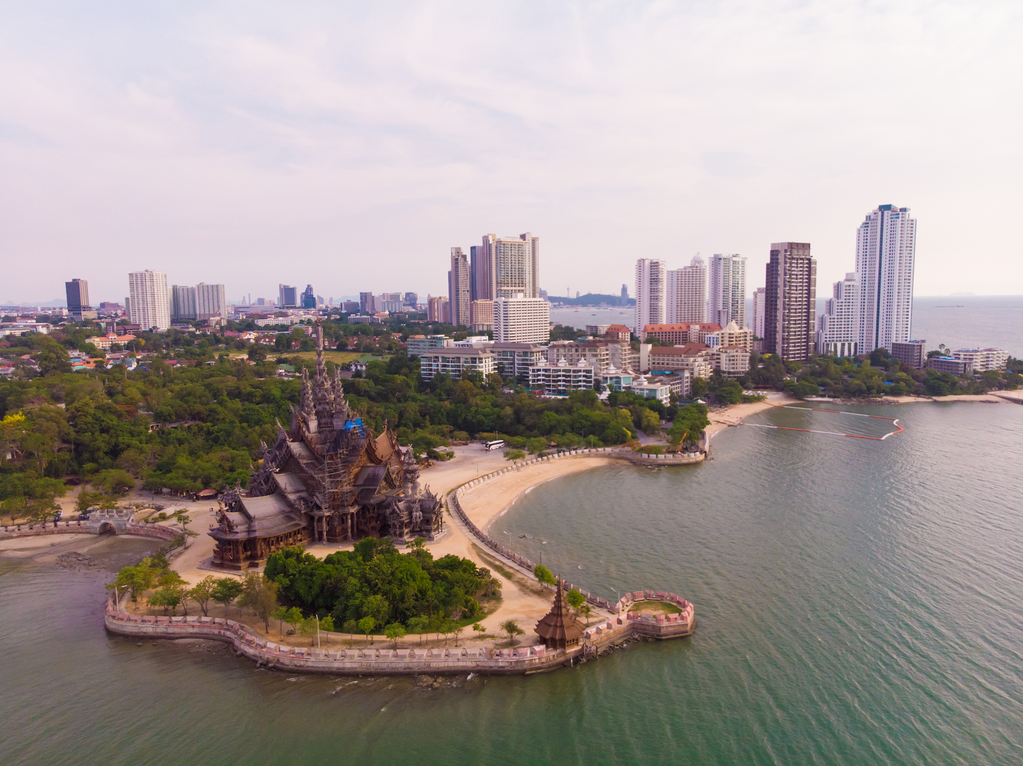 temple of truth in pattaya, thailand, top view