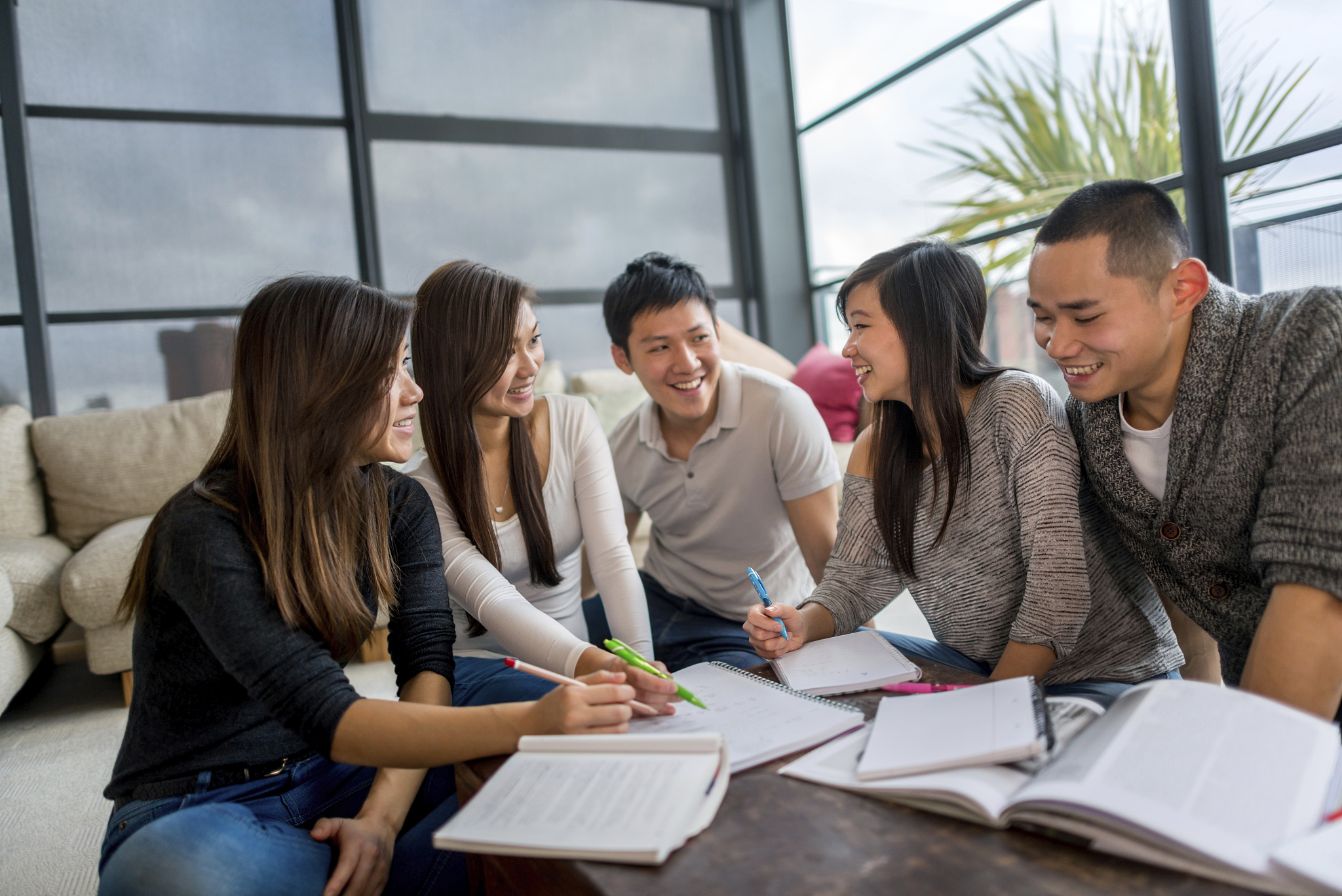 happy group of students