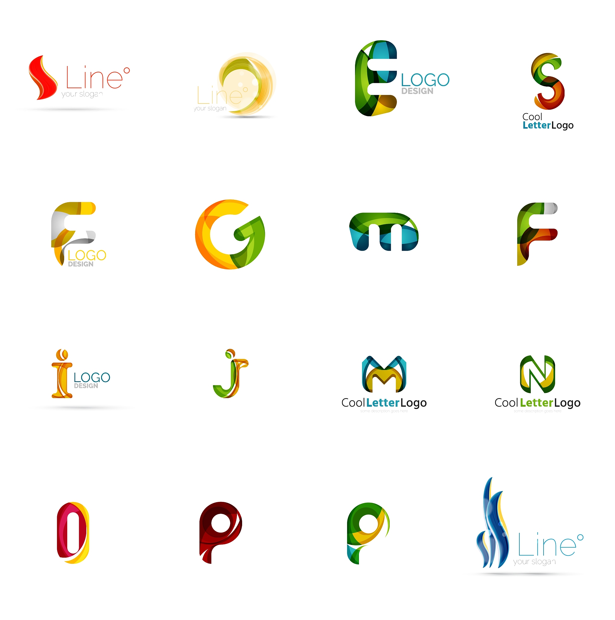 set of universal company logo ideas business icon