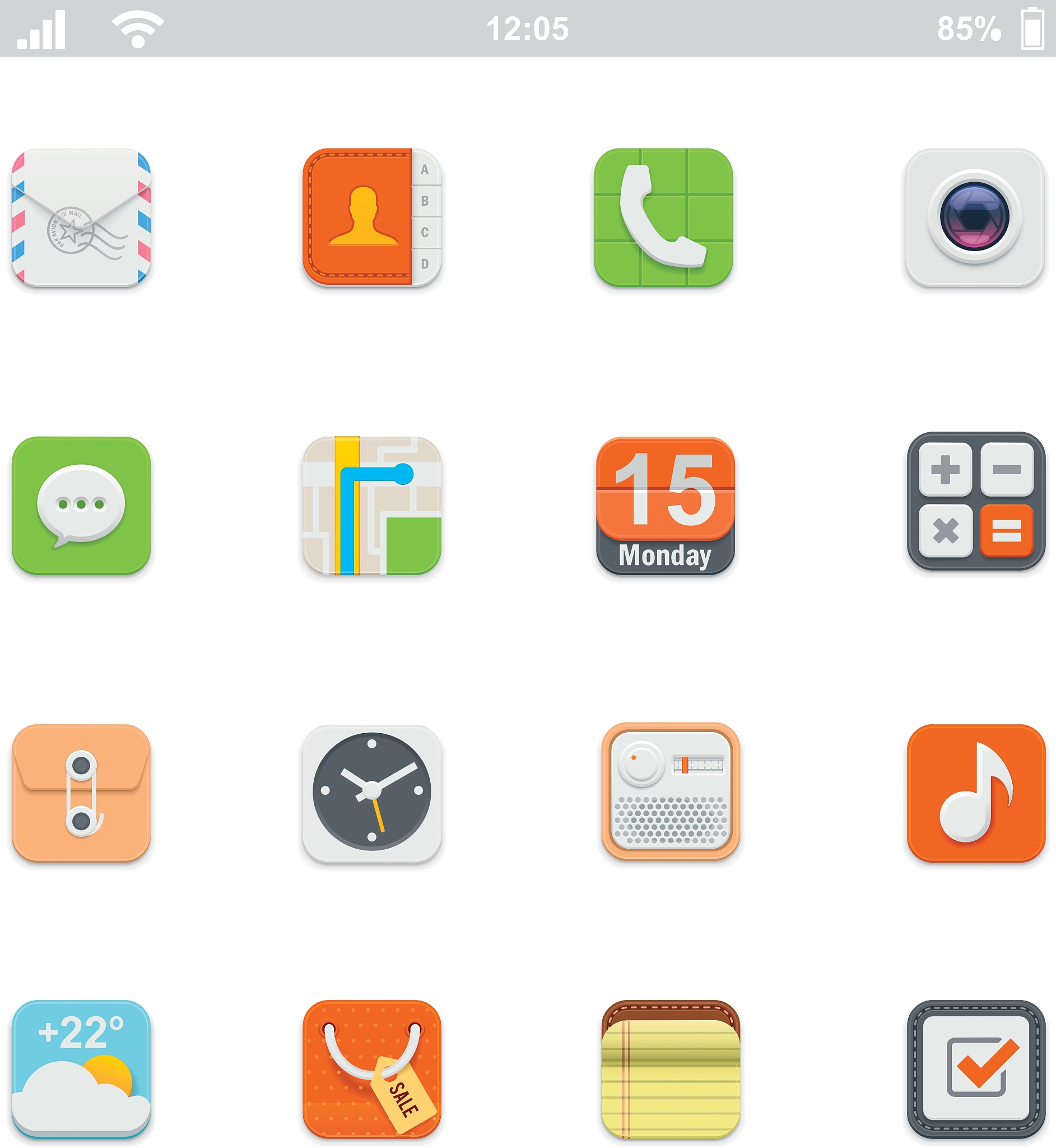generic smartphone ui icons