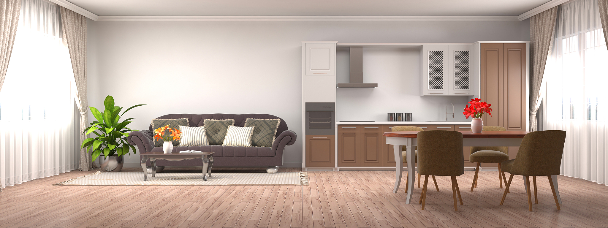 interior with sofa. 3d illustration