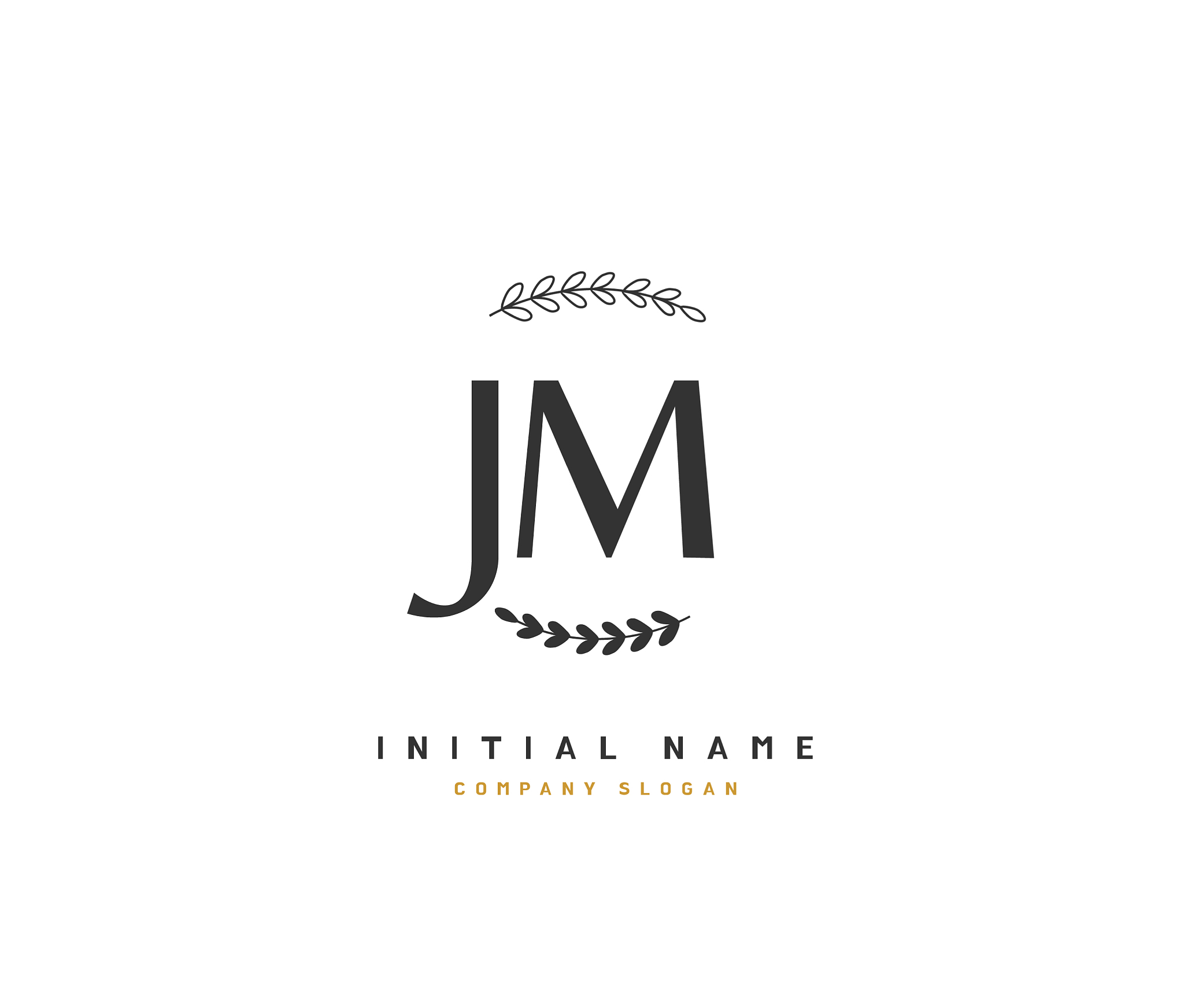 j m jm beauty initial logo handwriting logo of