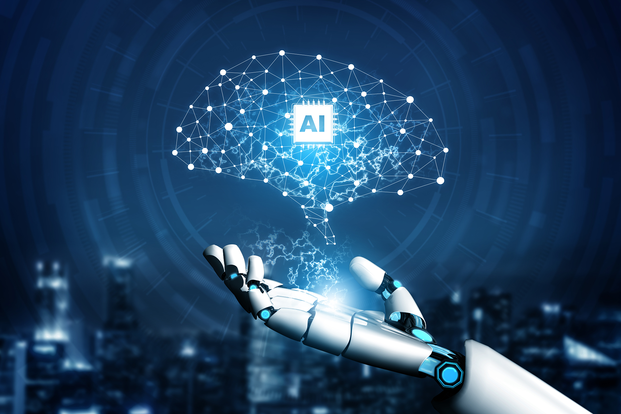 futuristic robot artificial intelligence concept.