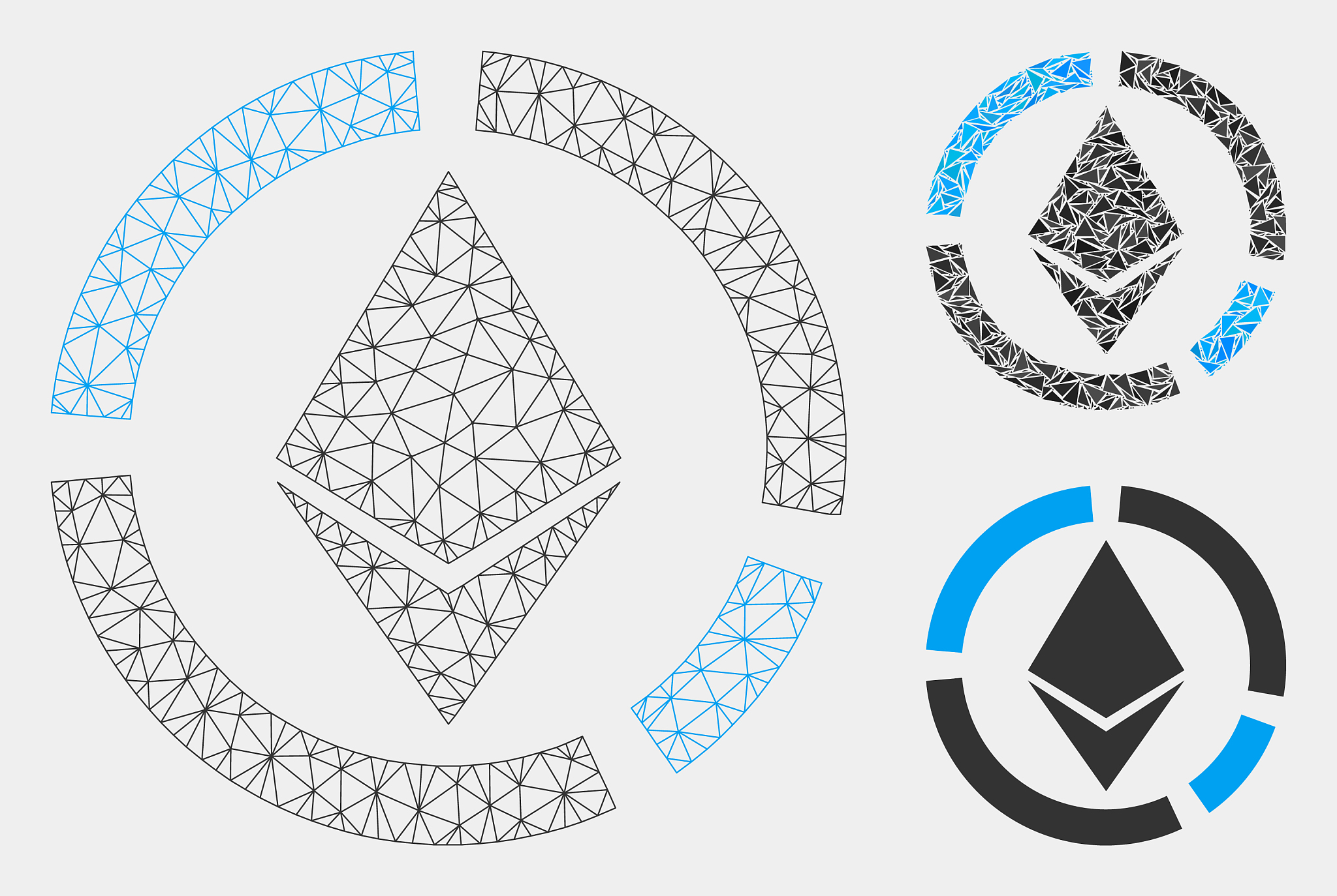 ethereum circle diagram mesh carcass model