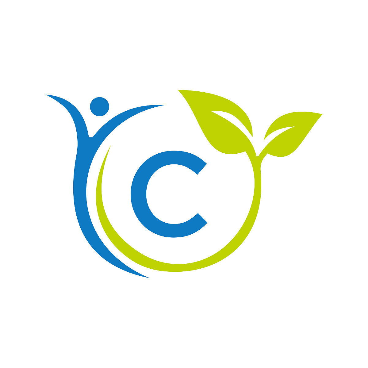 字母c保健标志设计.医疗标识模板.生物,健身,人体健康标志上的字母c矢
