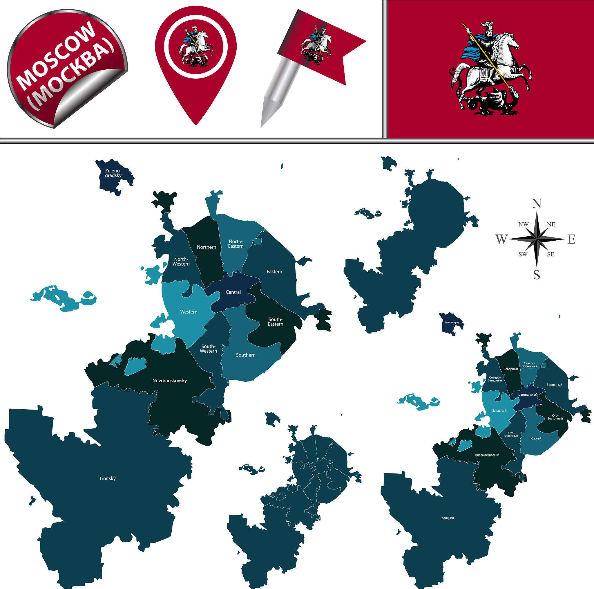 map of moscow with districts