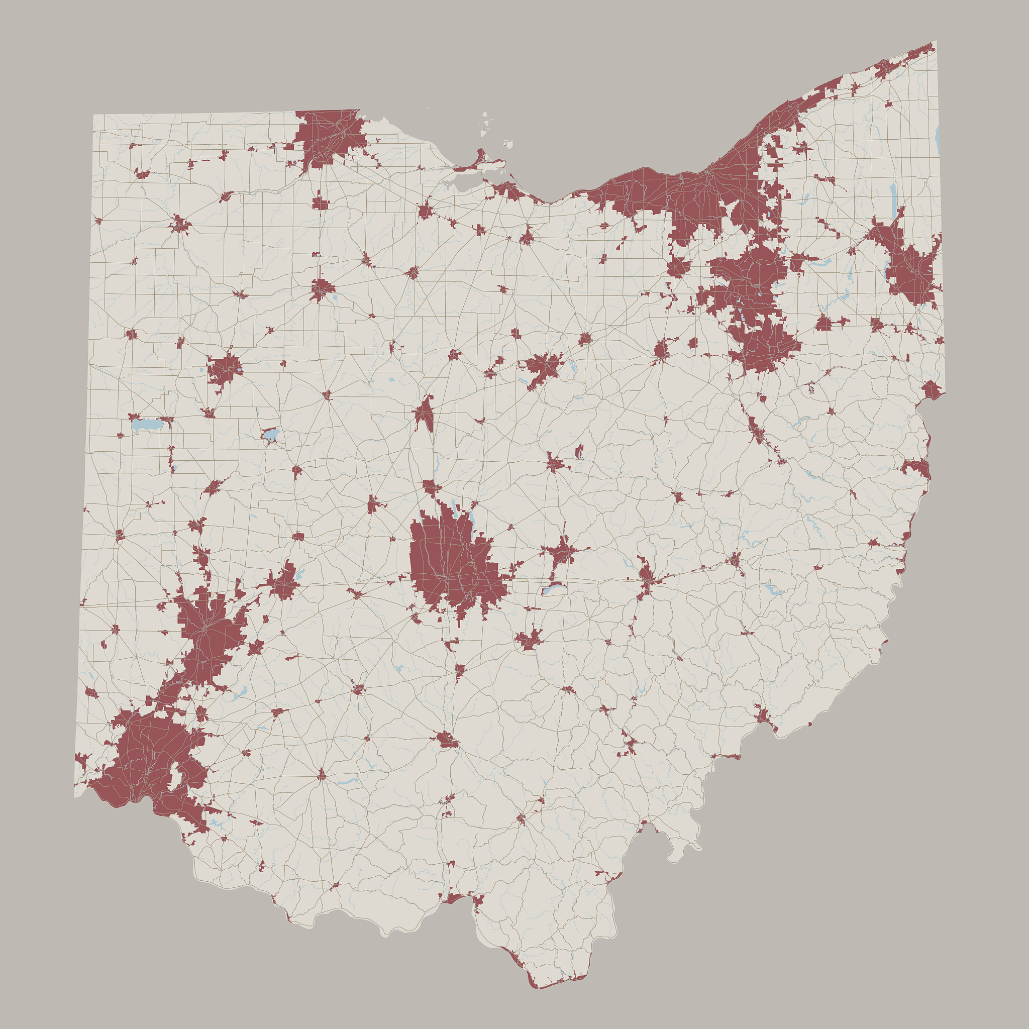 ohio us state road map