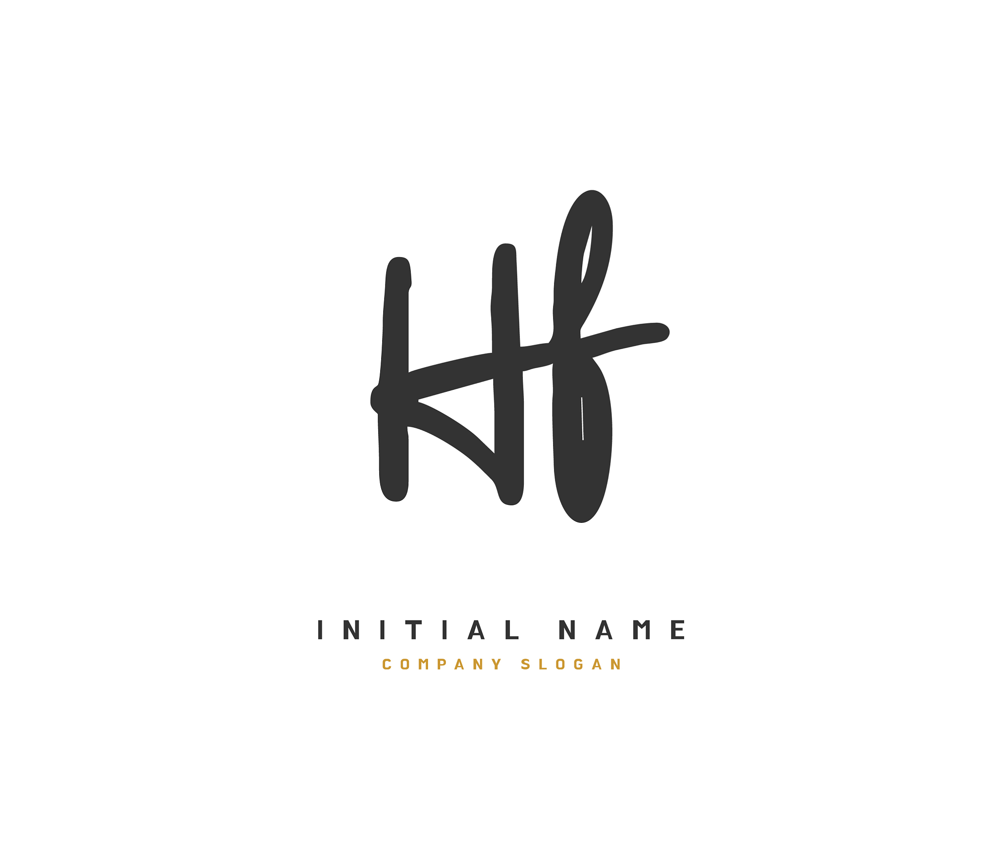 h f hf beauty initial logo handwriting logo of