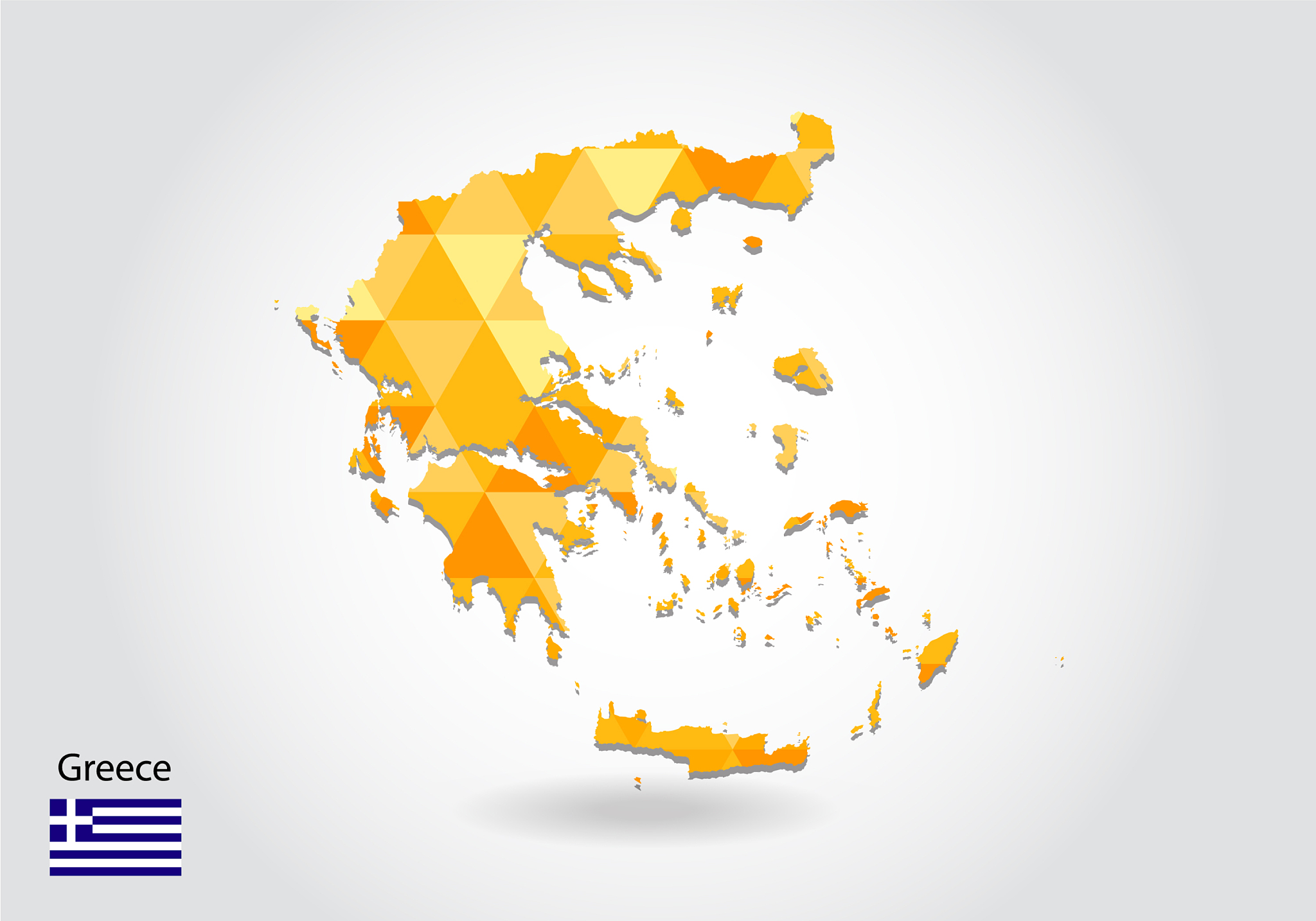 geometric polygonal style map of greece low poly