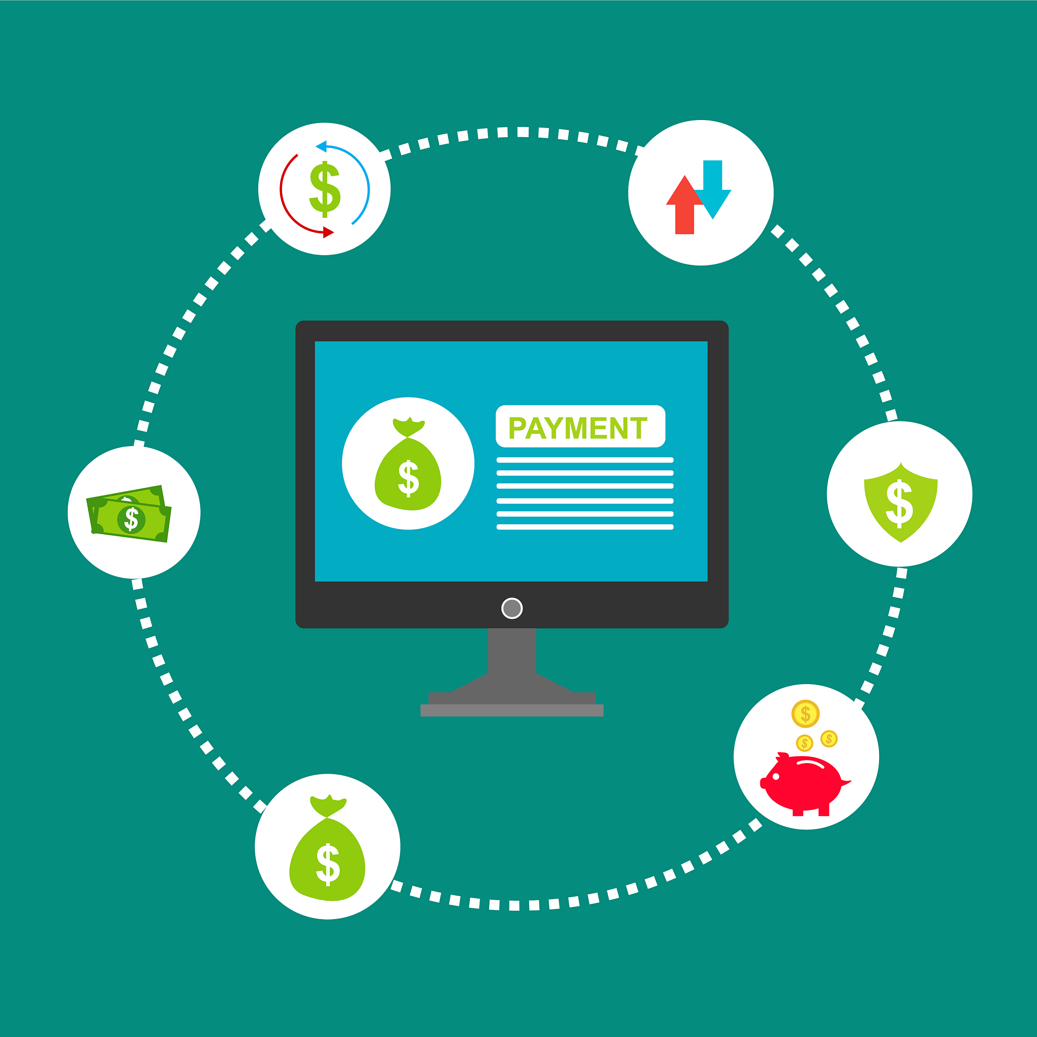concept online and mobile payments for web page