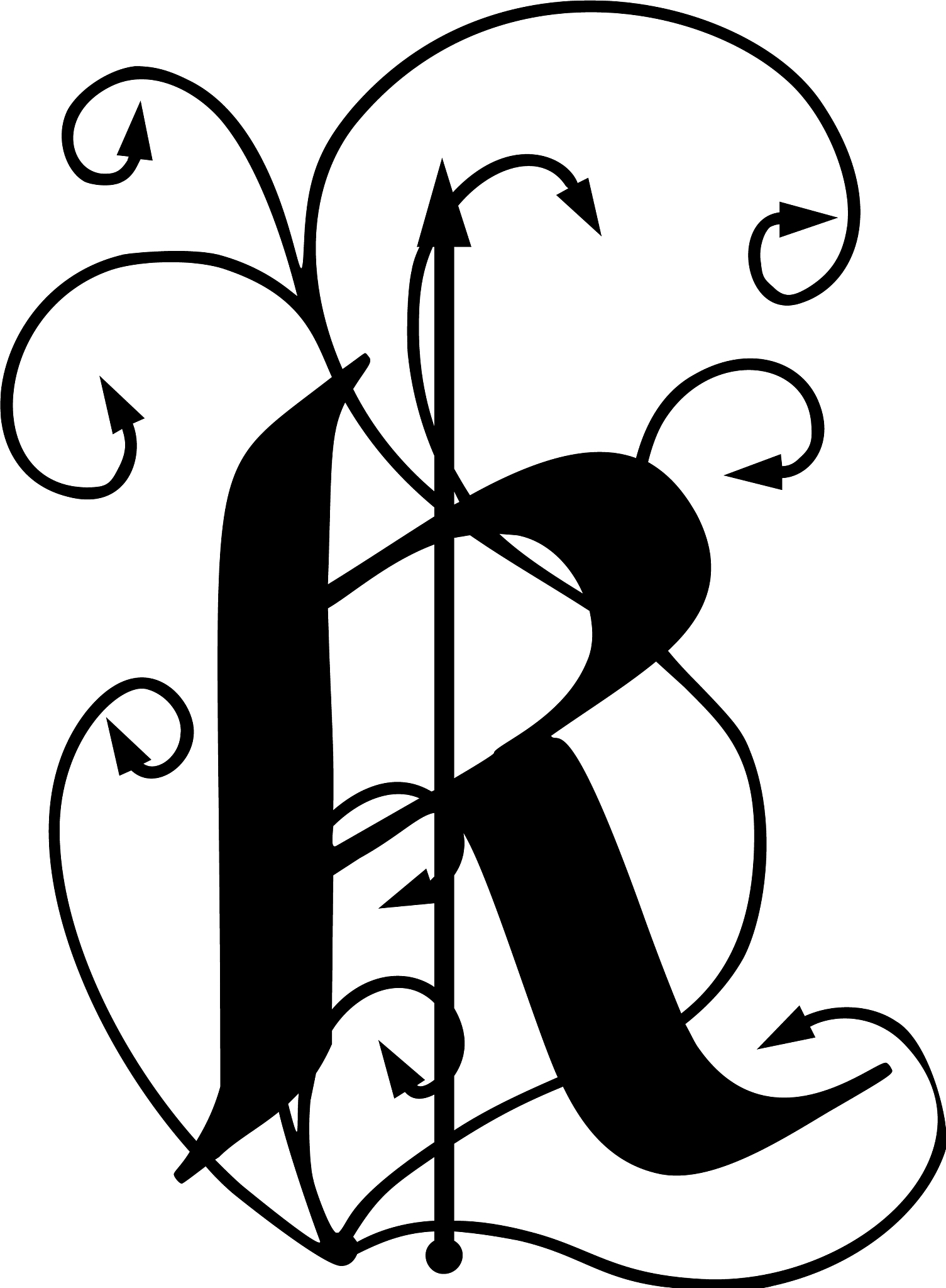 letter r with arrows