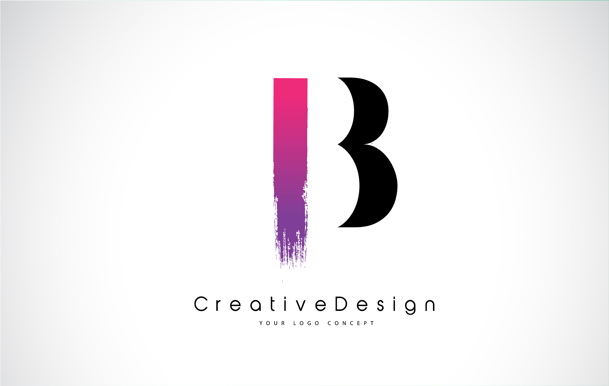 b letter logo design with creative pink purple
