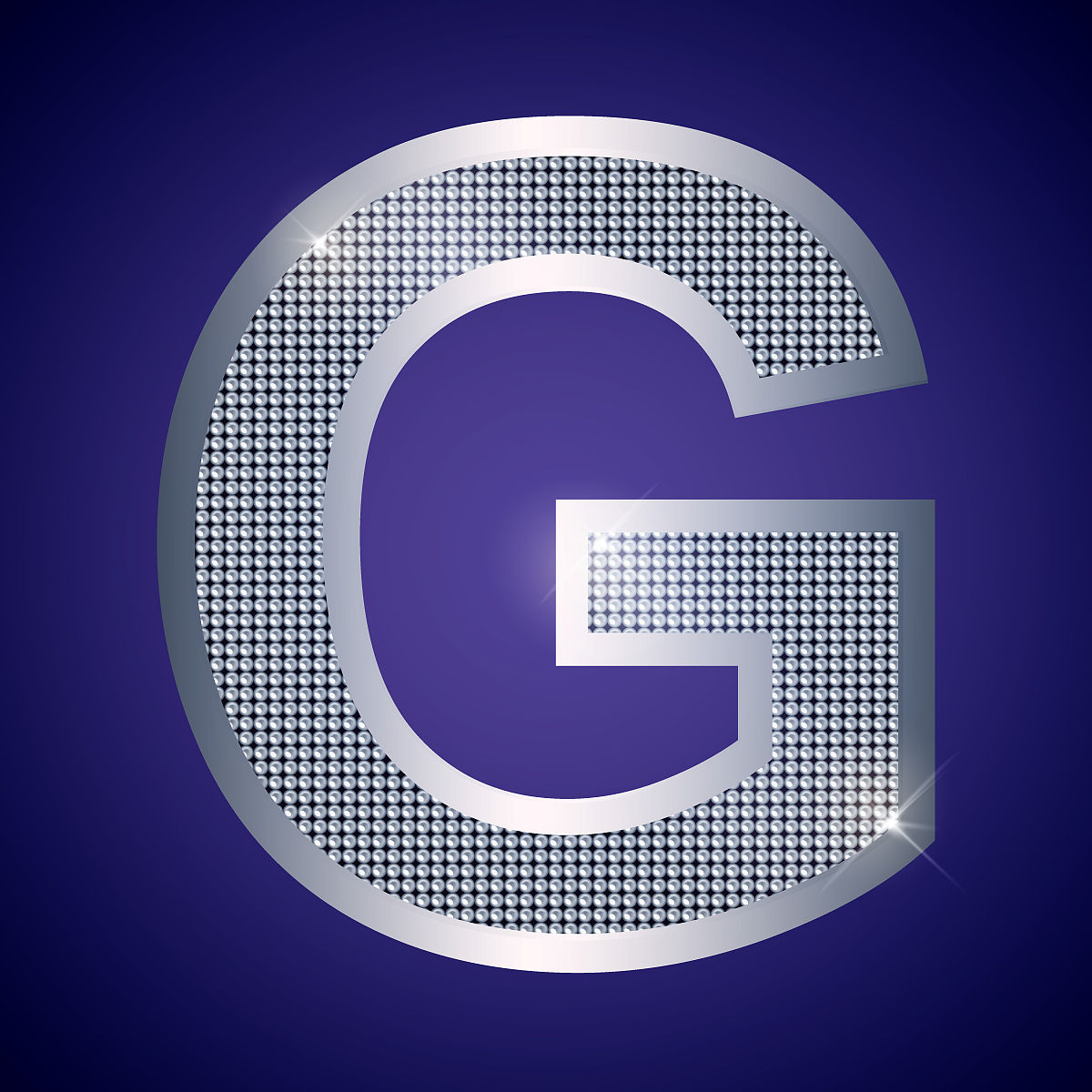 漂亮的银色字母<strong>g</strong>,配上明亮的钻石.