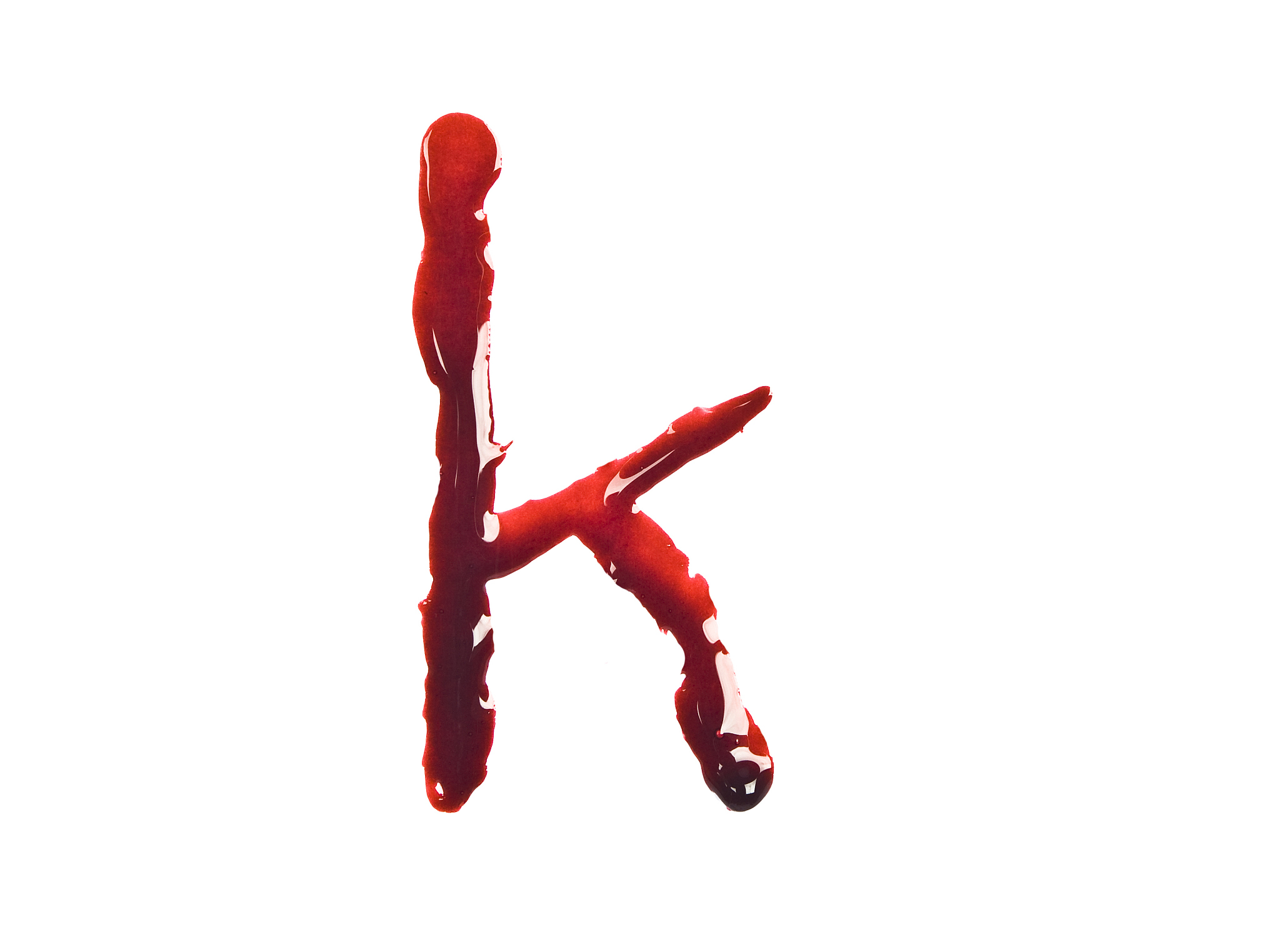 blood fonts with dripping blood, the letter k