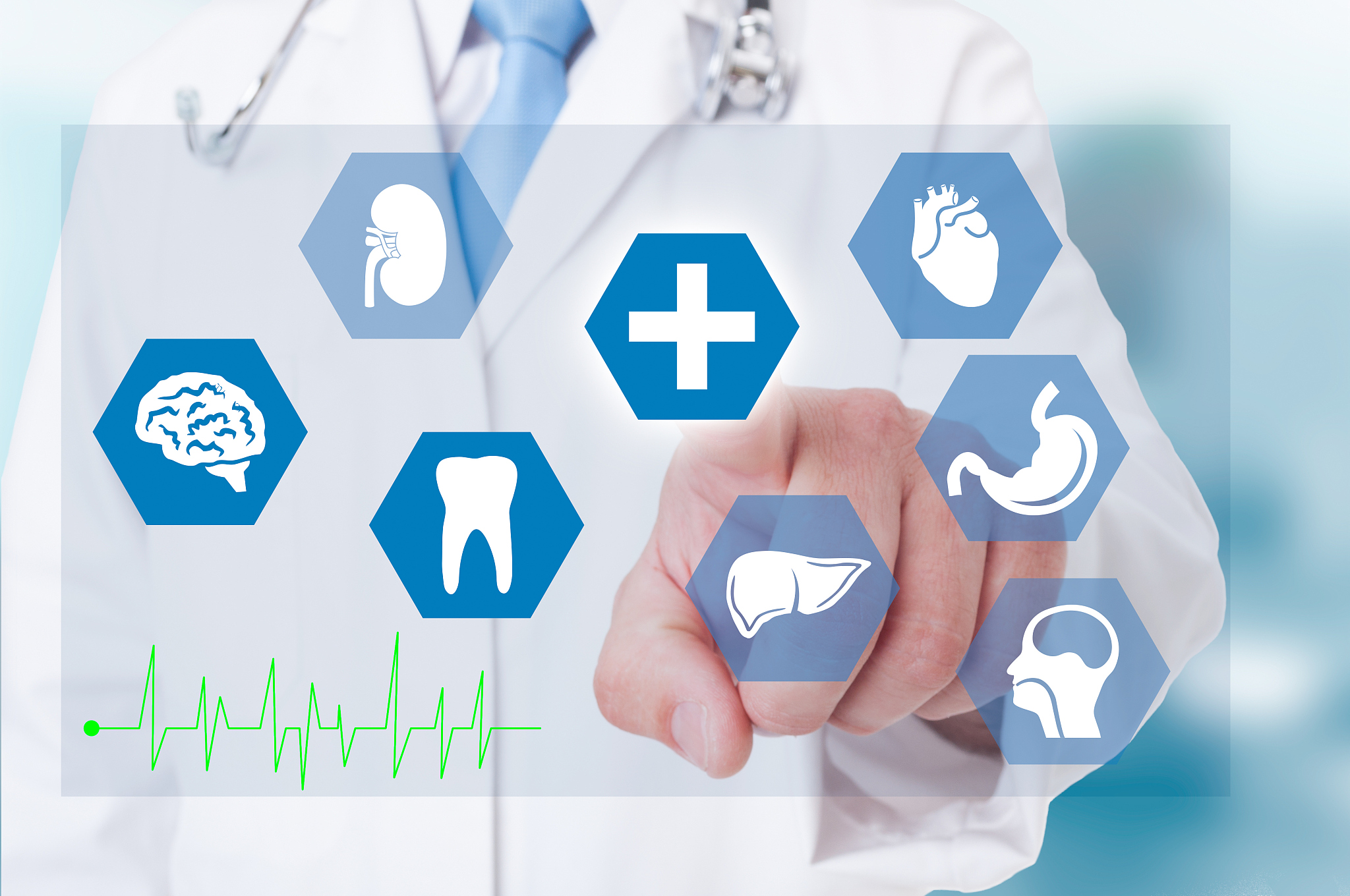 modern doctor working with futuristic computer interface