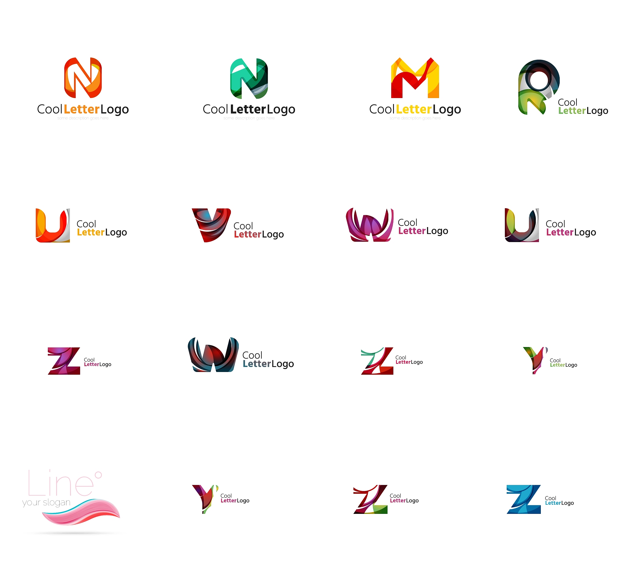 set of universal company logo ideas business icon