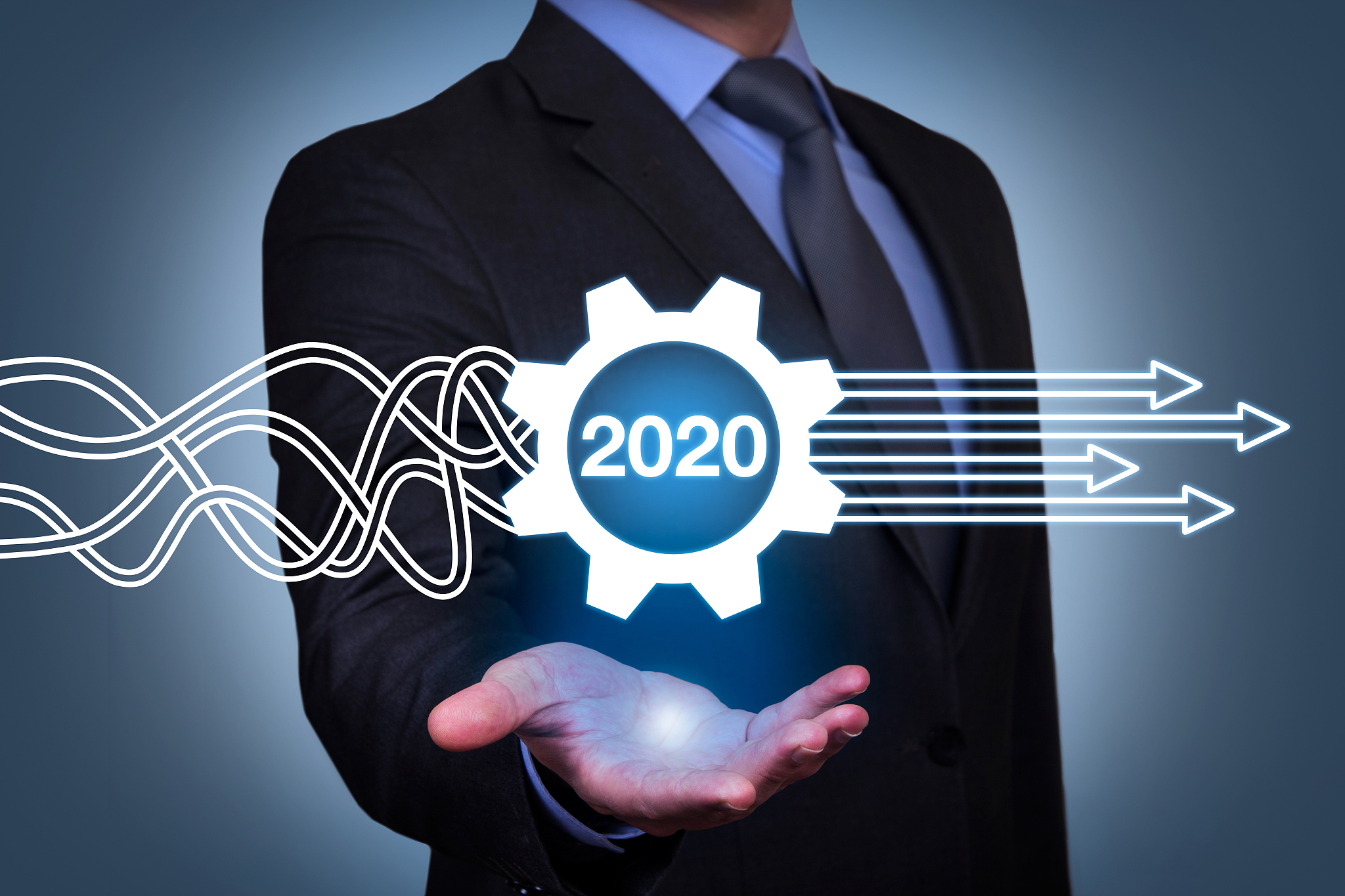solution concepts new year 2020 on visual screen