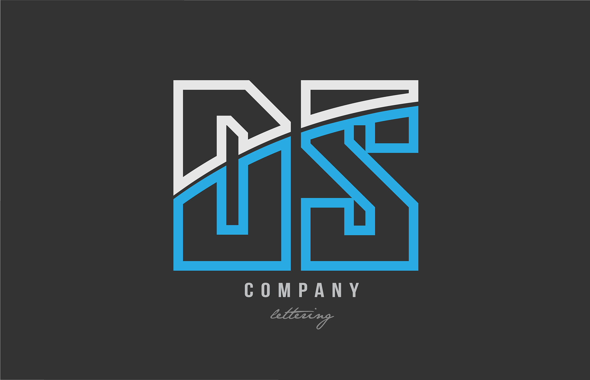 white blue alphabet letter ds d s logo icon design
