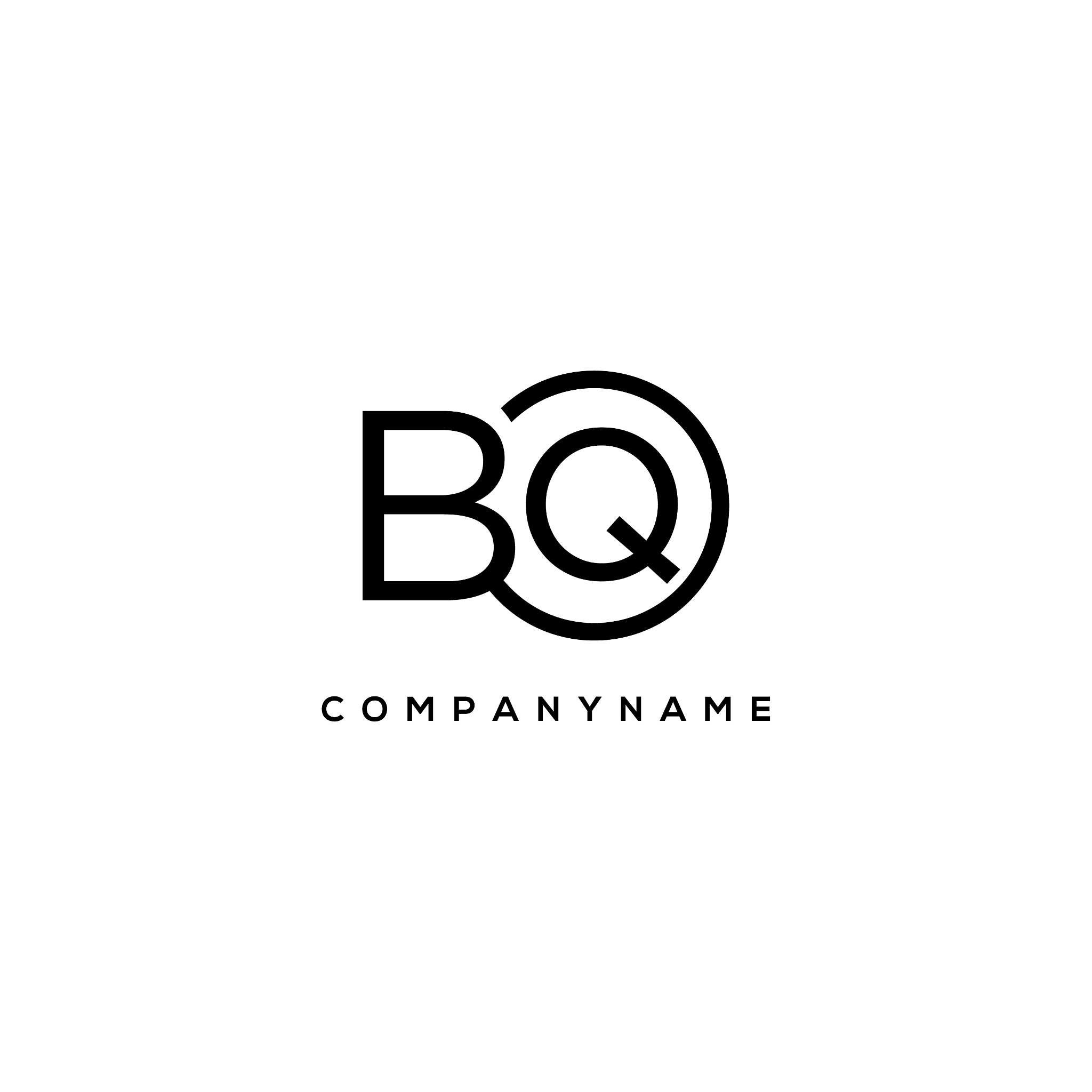 initial bq letter logo with circle template