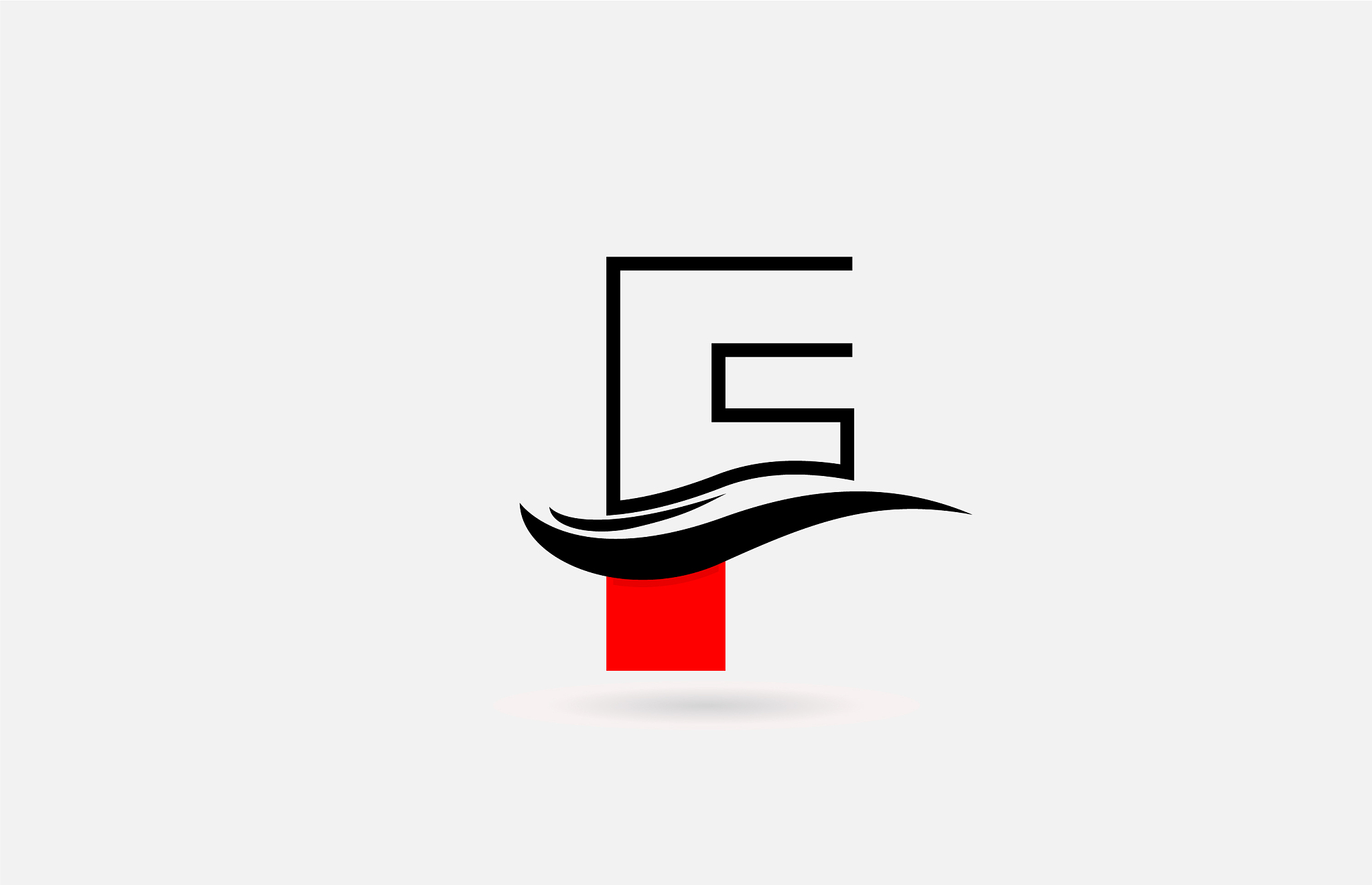 f red black alphabet letter logo icon for company