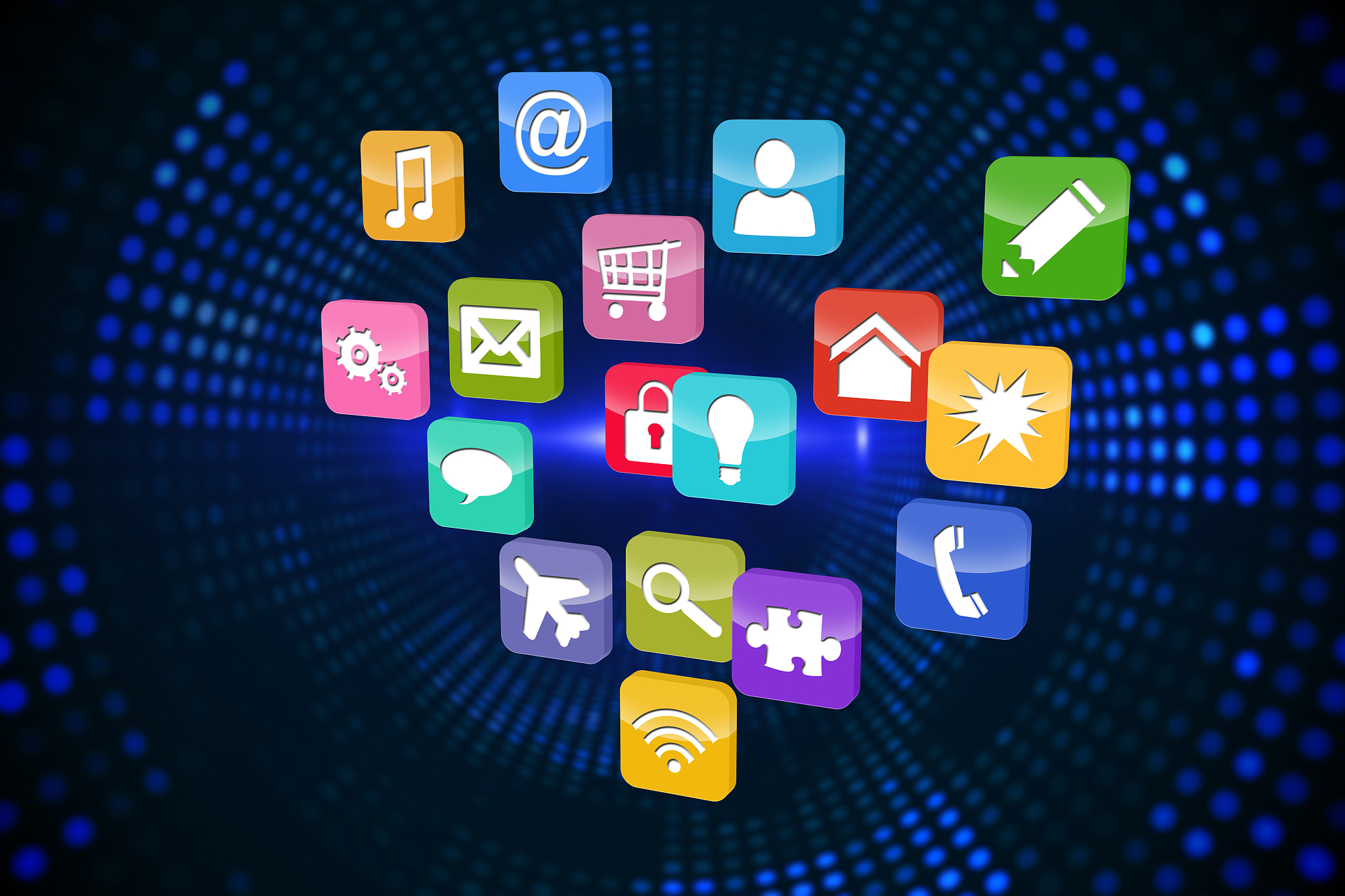 composite image of colourful computer applications