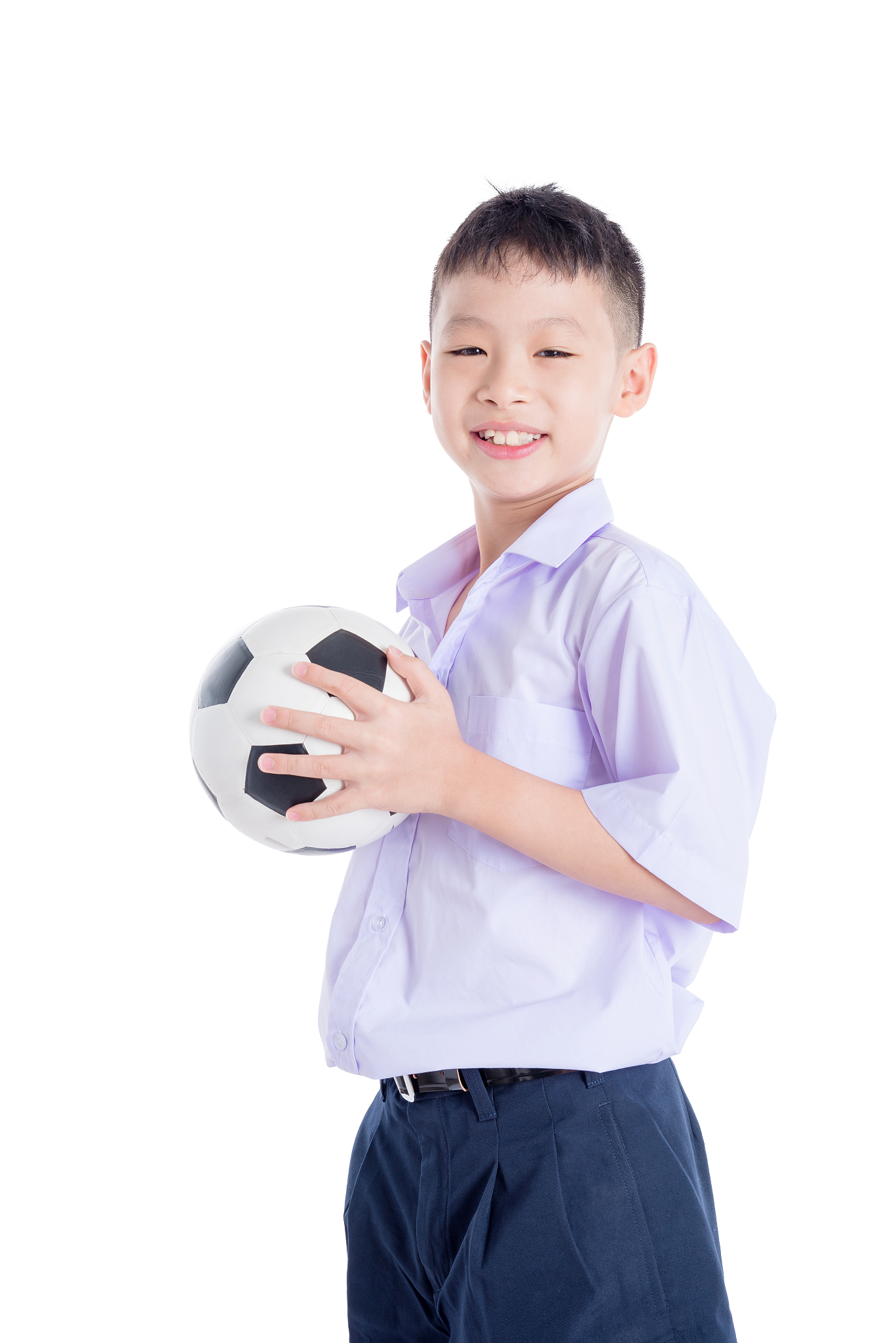 young student with ball over white