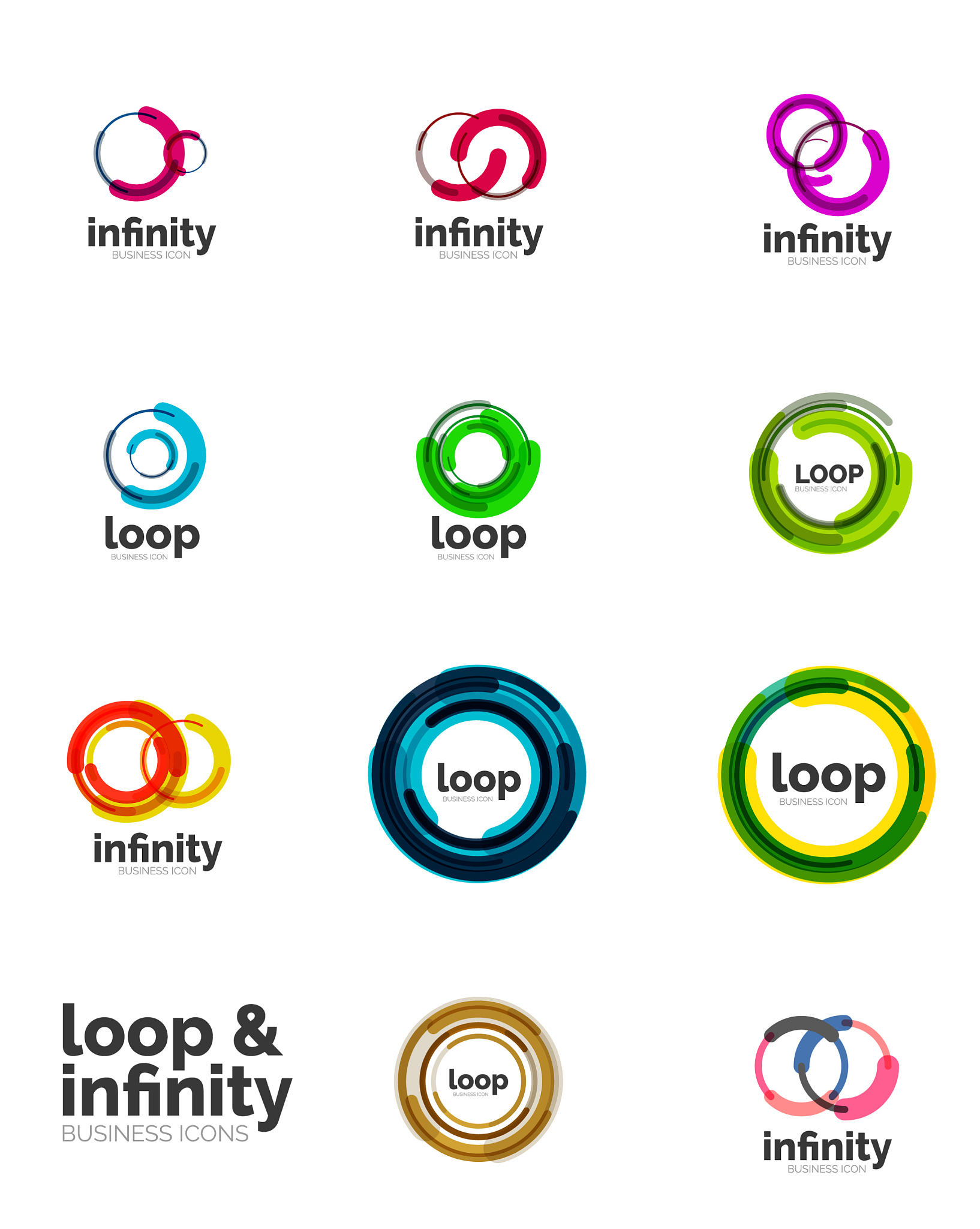 set of infinity and loop business logos