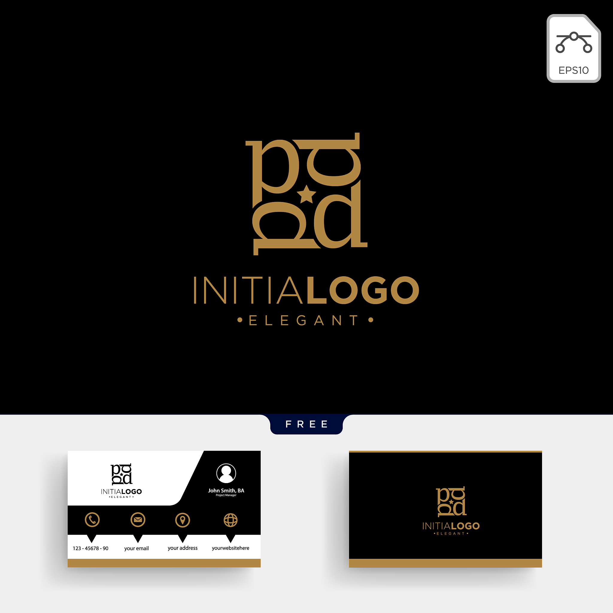 luxury gold initial d logo template and business