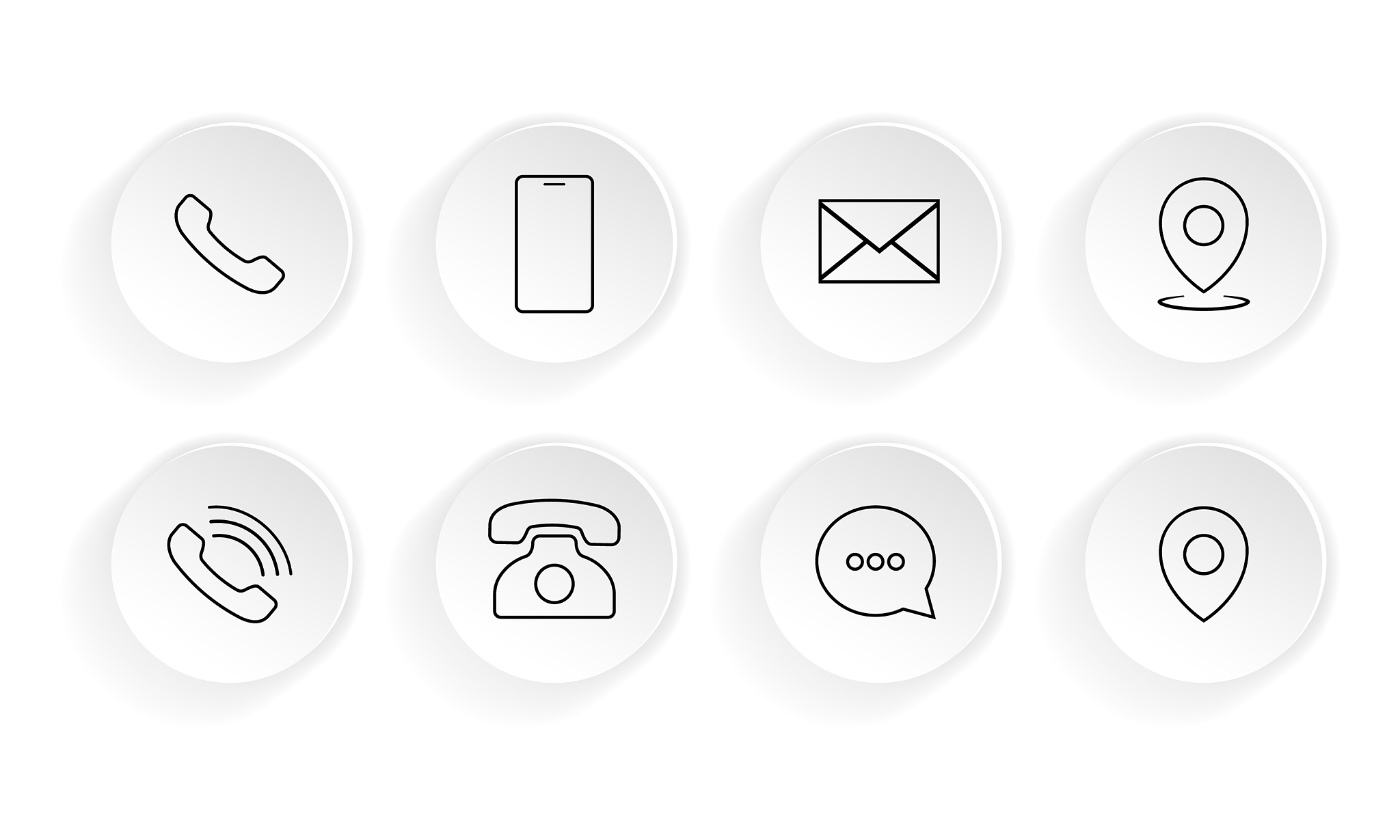 contact communication icon set location email