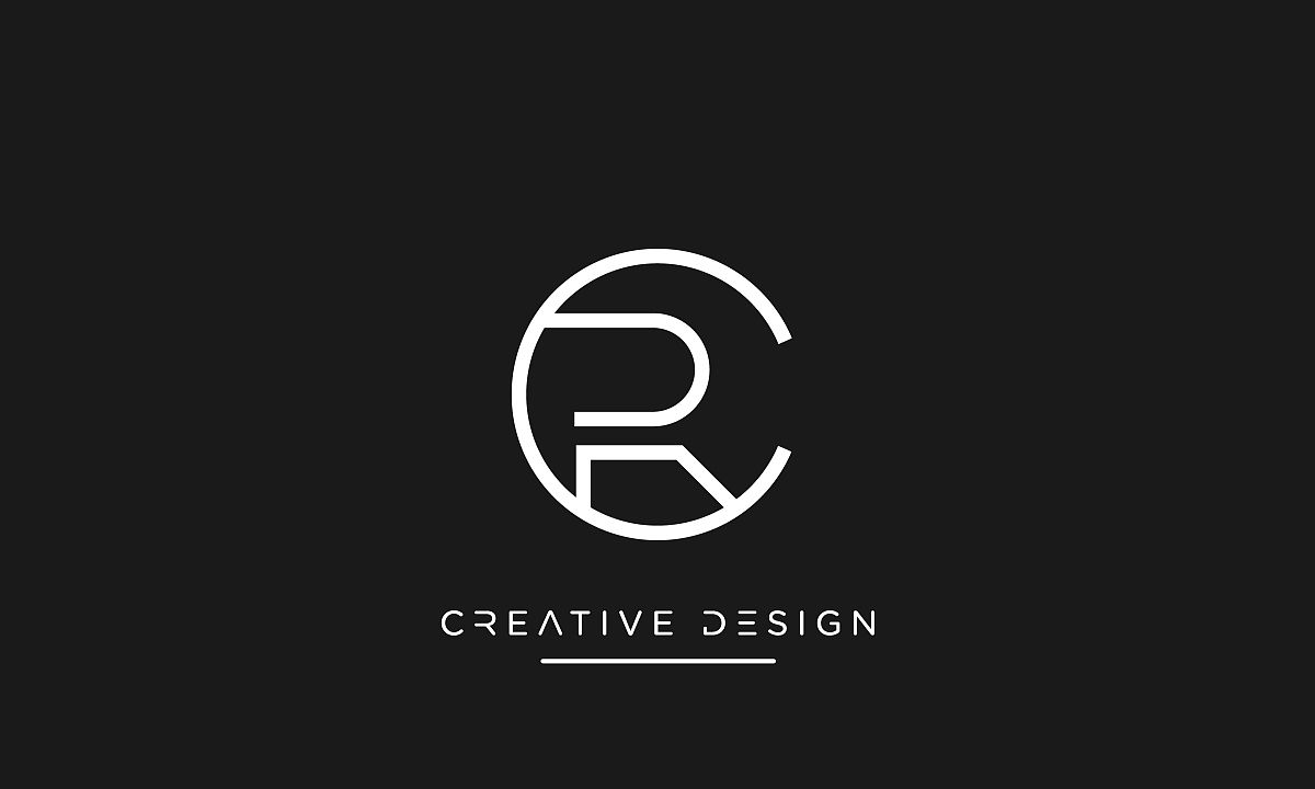 rc, cr字母字母抽象豪华标志图标交织