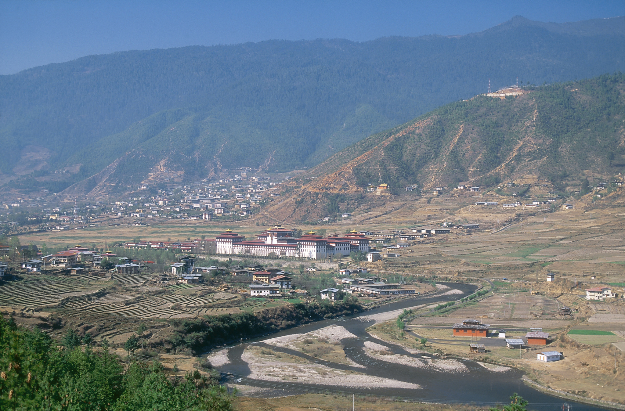 thimpu valley and tashichoedzong complex, thimpu, bhutan