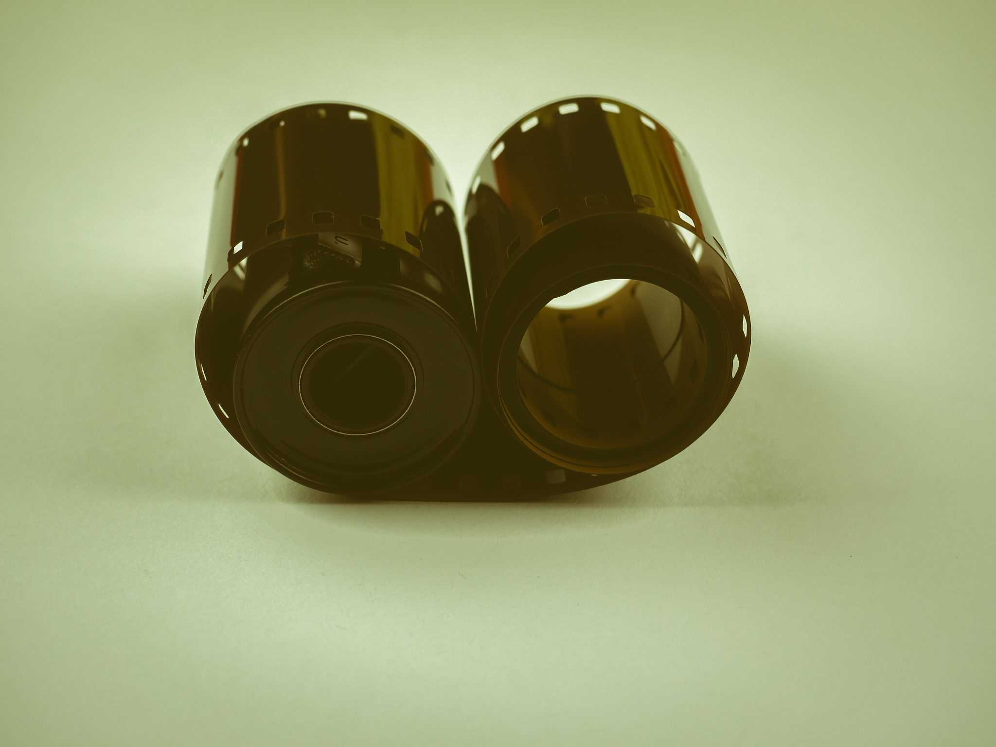 close-up of spiral roll of 35mm photographic film