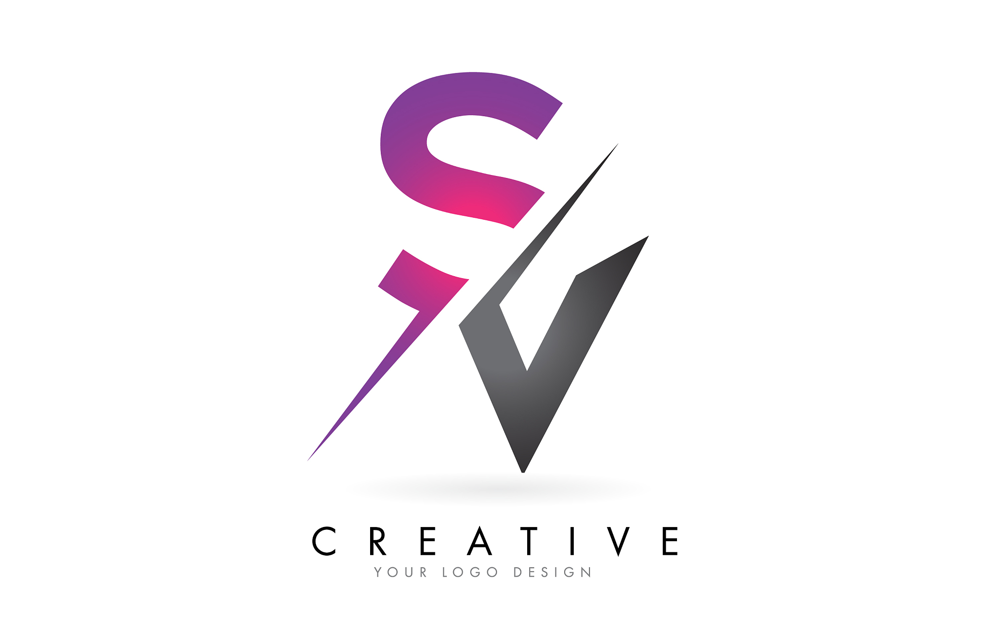 sv s v letter logo with colorblock design and