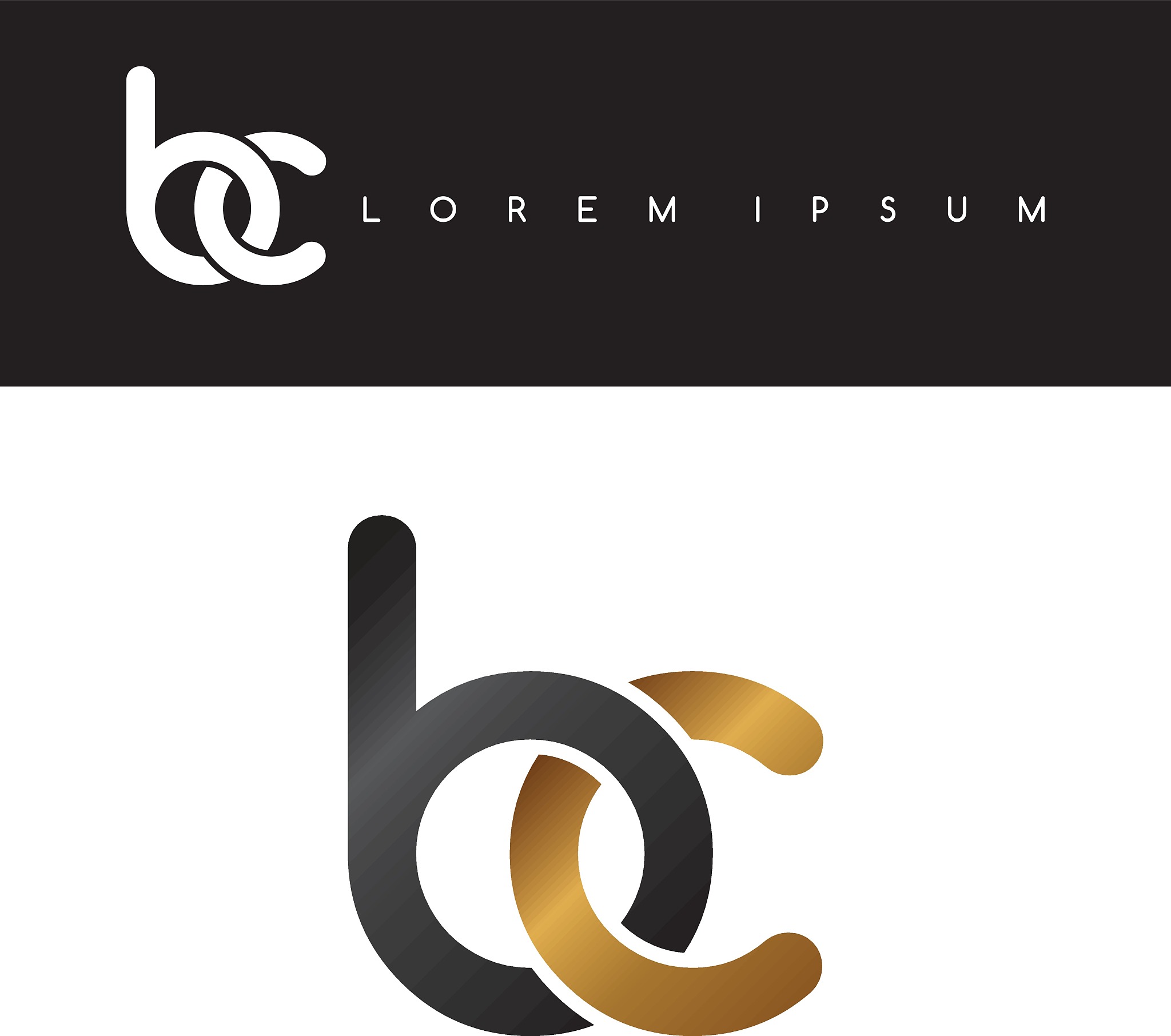 initial letter linked circle lowercase logo gold black backgroun