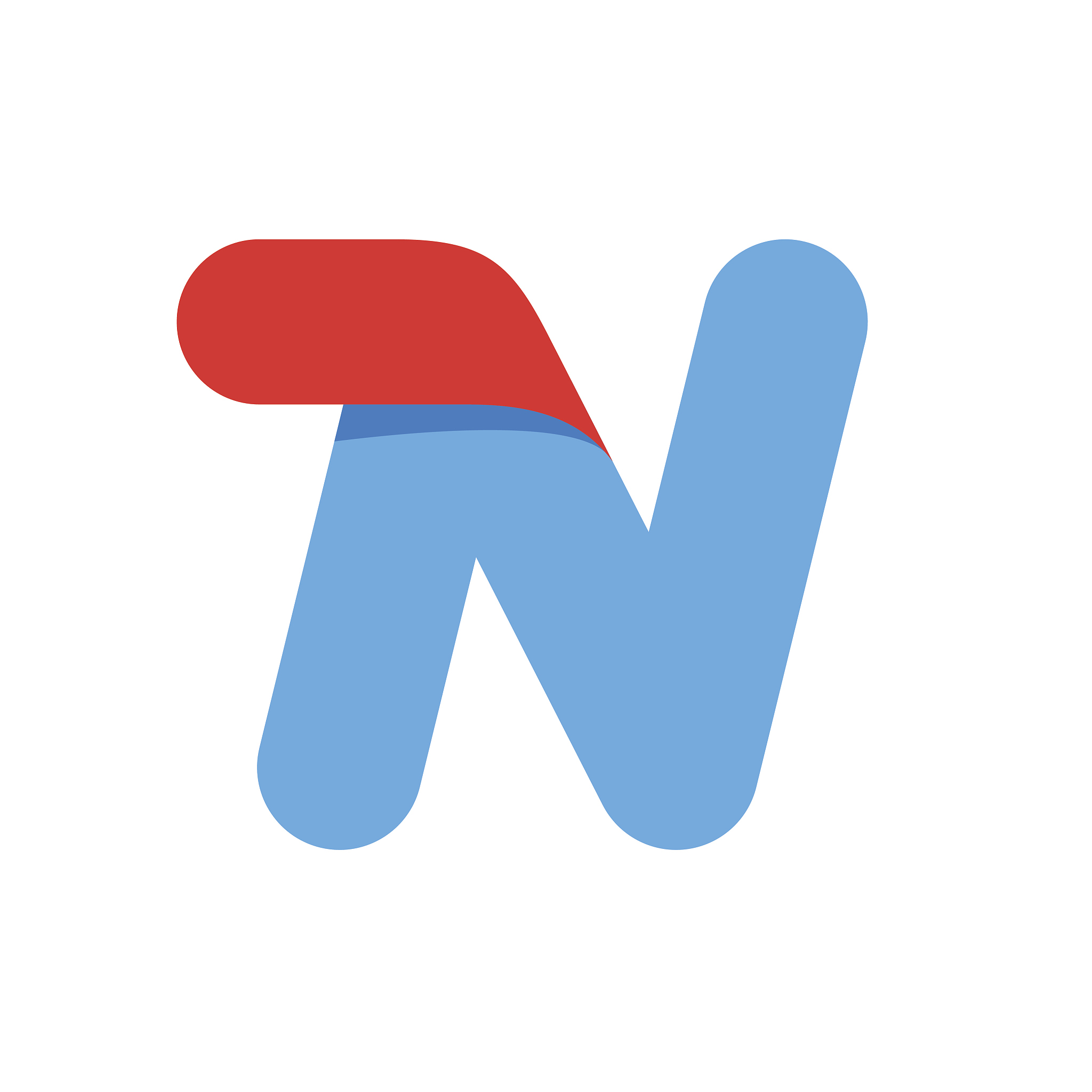 n letter with fast speed line.