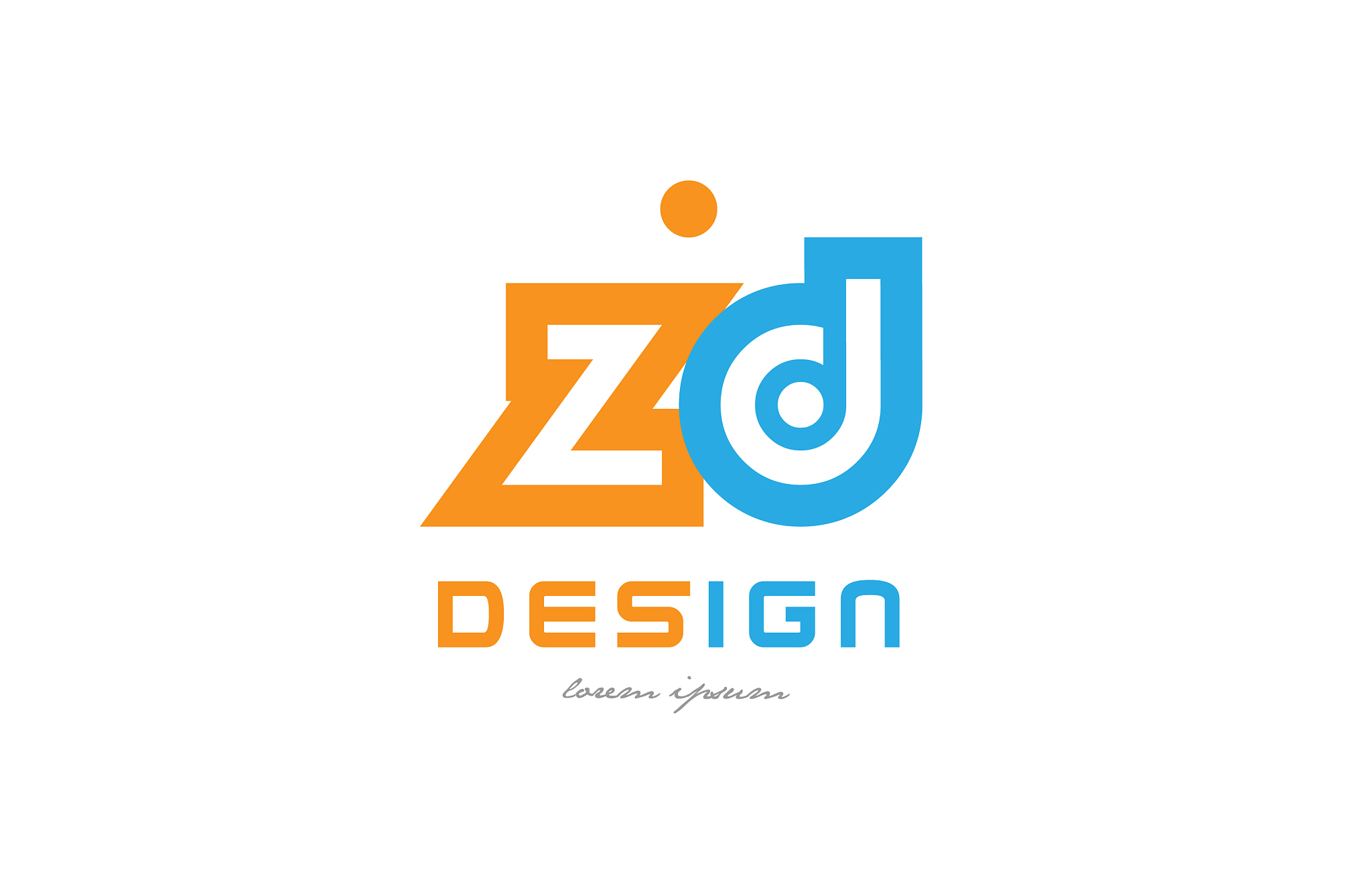 zd z d orange blue alphabet letter logo