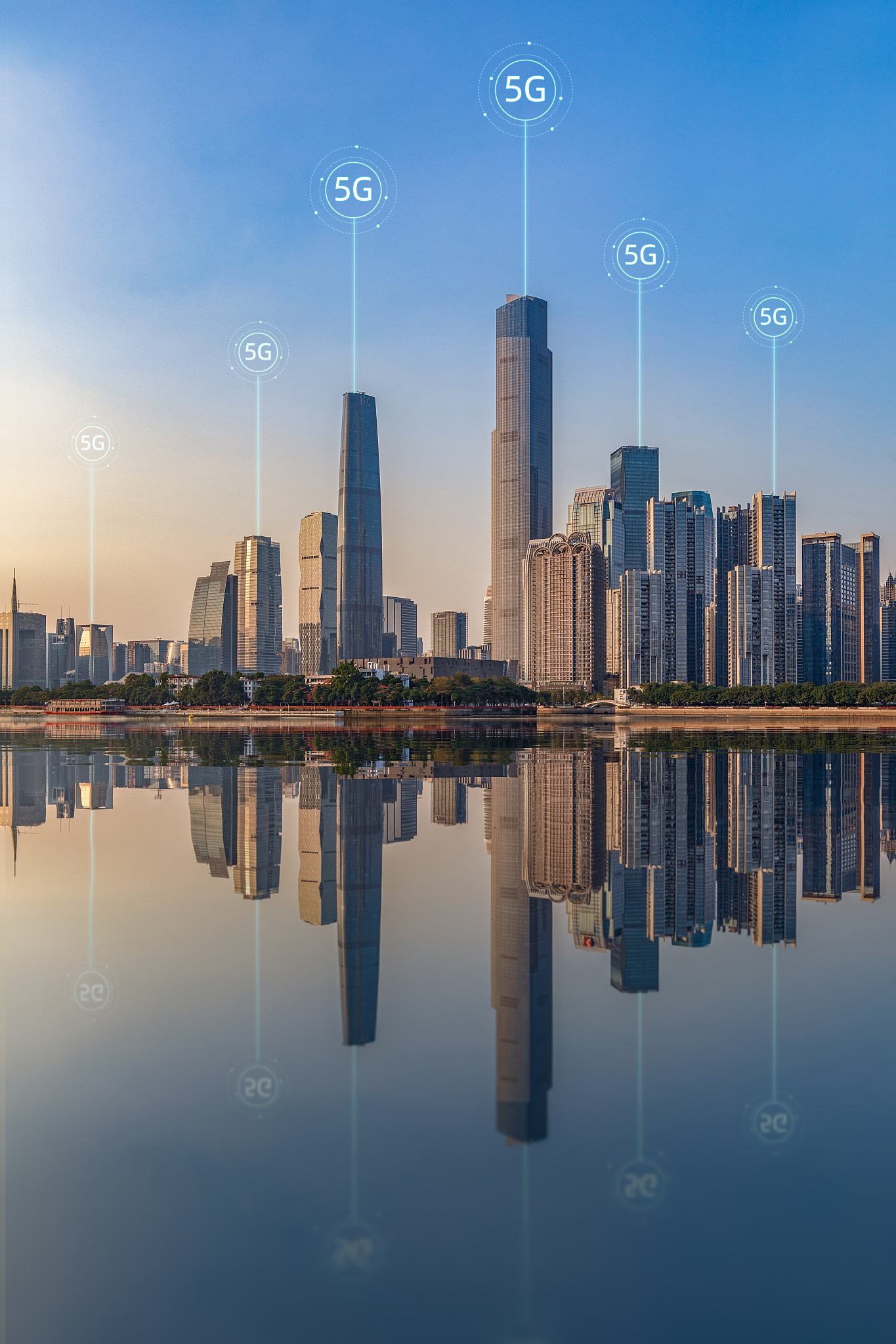 5g网络通讯科技中心互联网创新广州珠江高楼建筑天际线