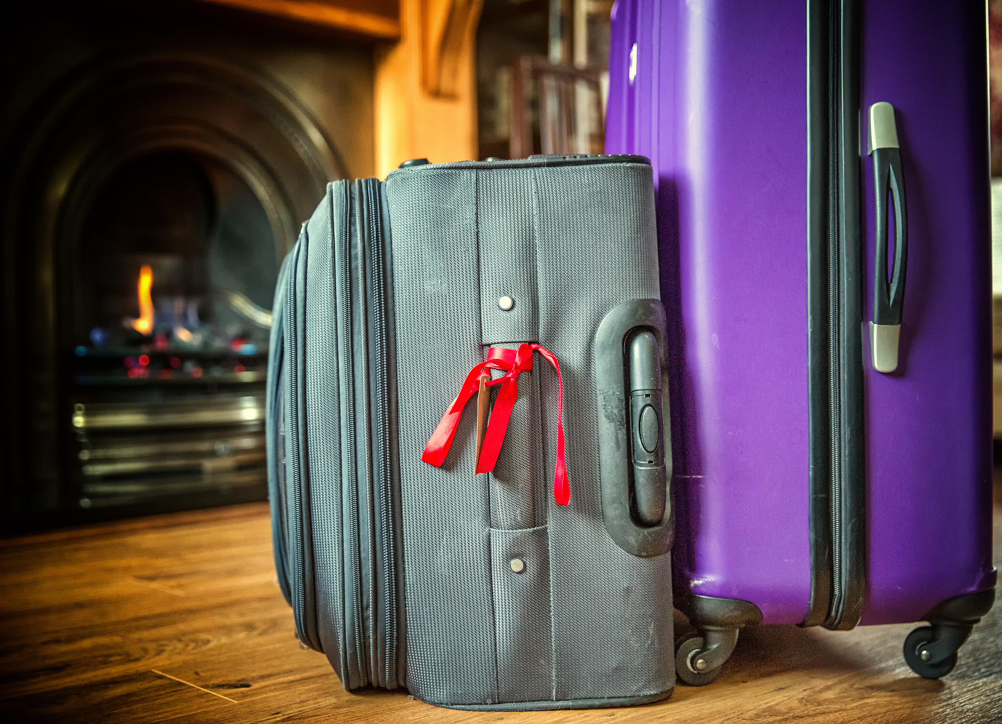 suitcases packed for winter travel